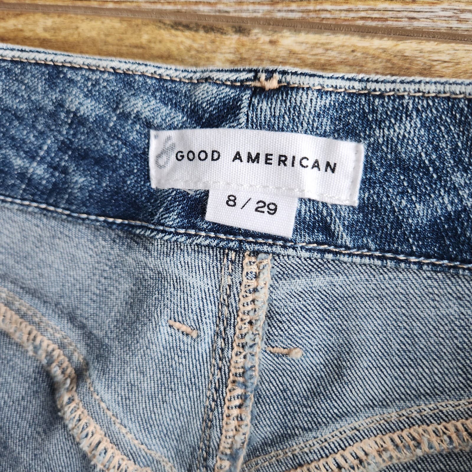 NWT Good American Good Waist Extreme Deep V Skinny Jeans Distressed Blue630 8/29 - Thumbnail 10