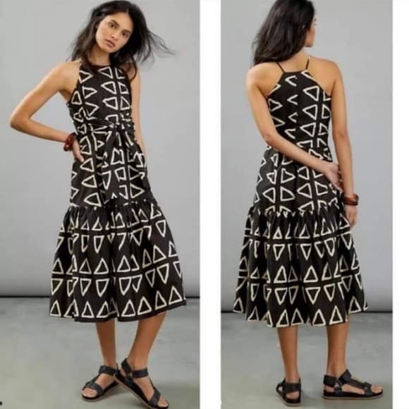 NEW Corey Lynn Calter Anthropologie Keyanna Midi Dress Halter-Neck Black Size S - Thumbnail 2