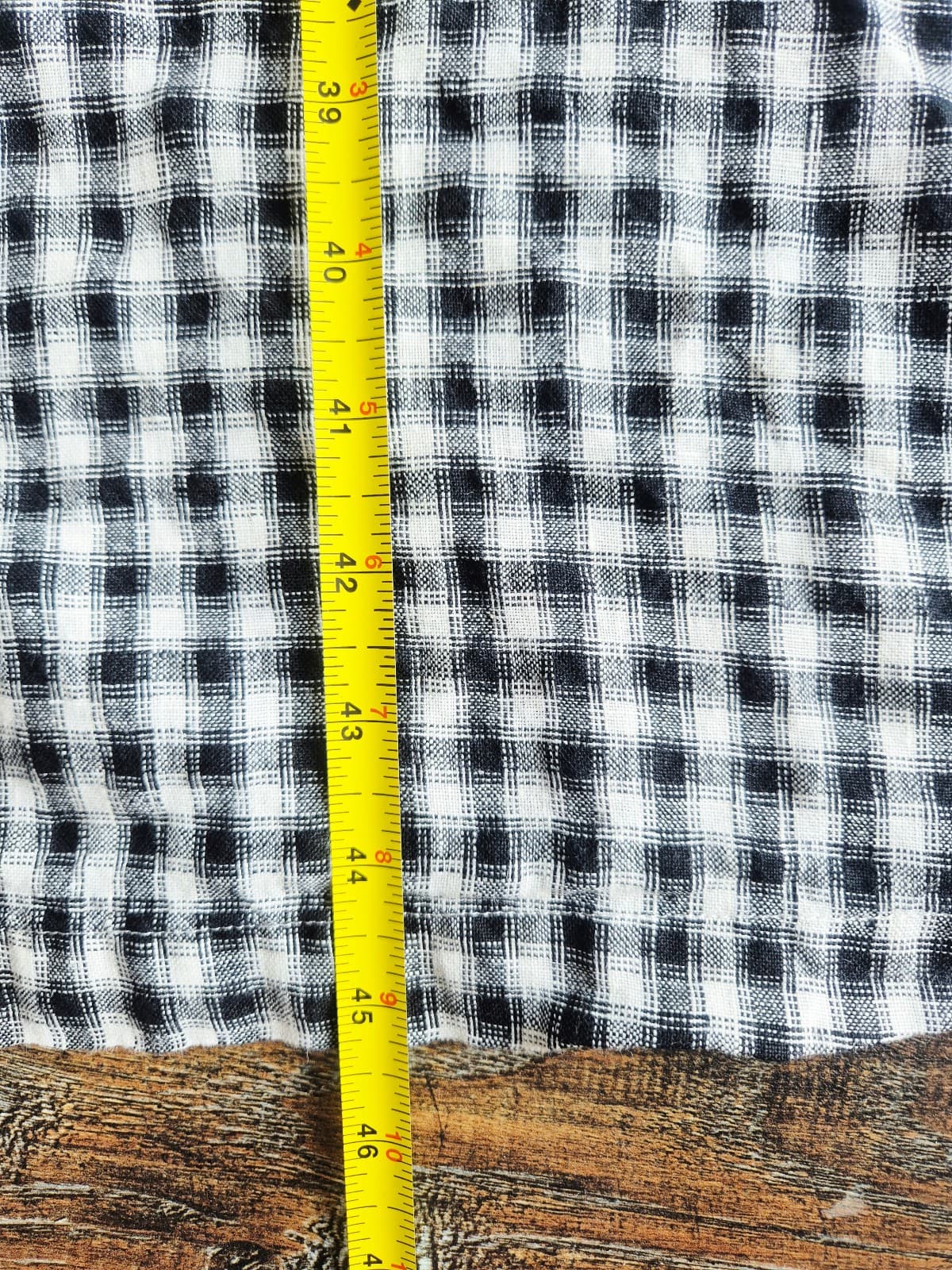 Quince European Linen Gingham Button-Front Shirt Dress Short Sleeve Black Sz.L - Thumbnail 15