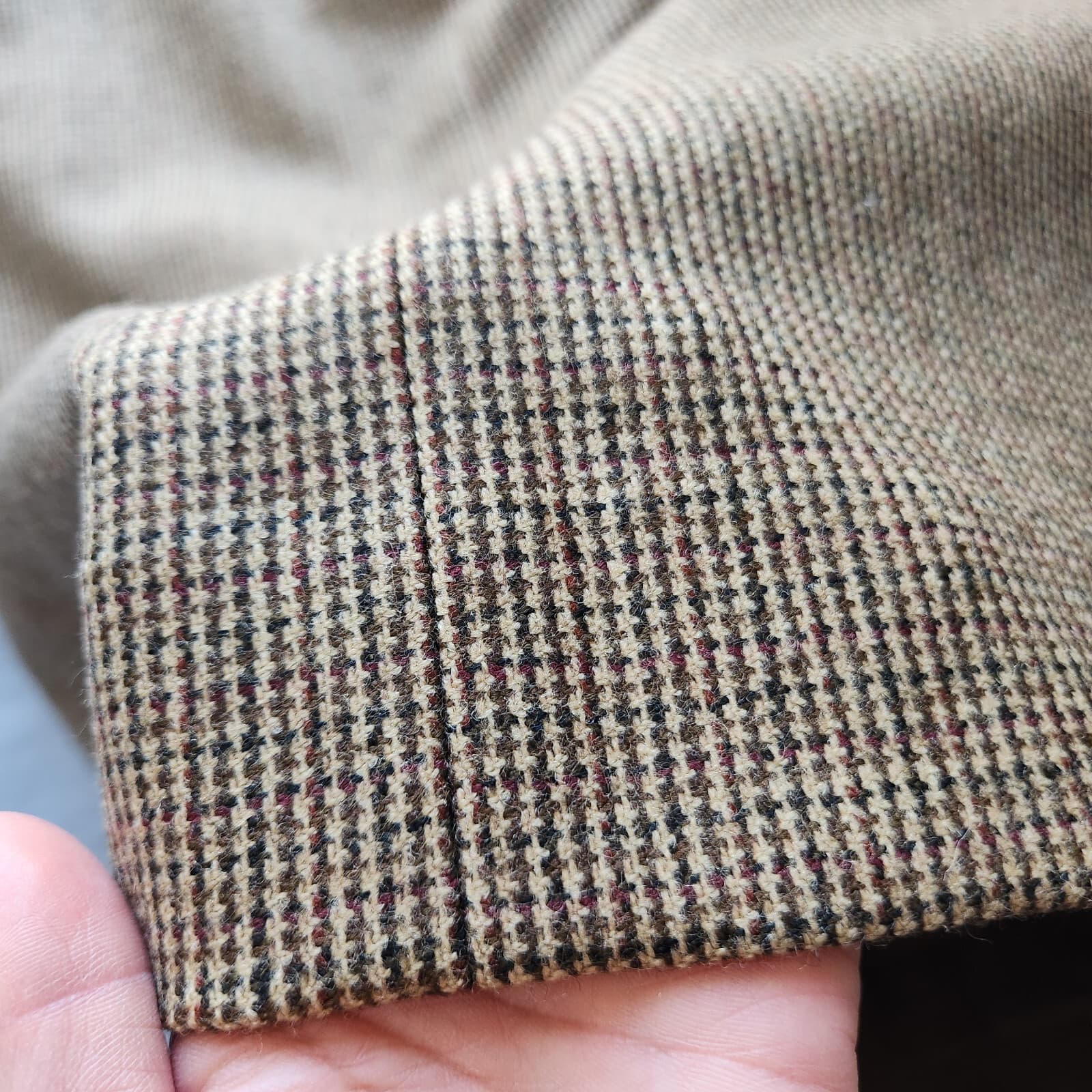 Vintage Lauren Ralph Lauren Wool Houndstooth Tweed Straight Skirt Slit Brown 8P - Thumbnail 7