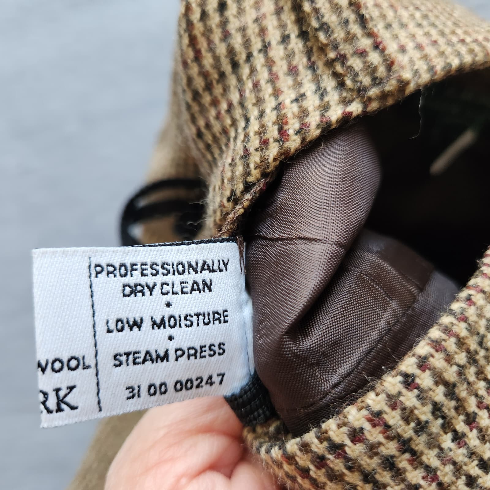 Vintage Lauren Ralph Lauren Wool Houndstooth Tweed Straight Skirt Slit Brown 8P - Thumbnail 12