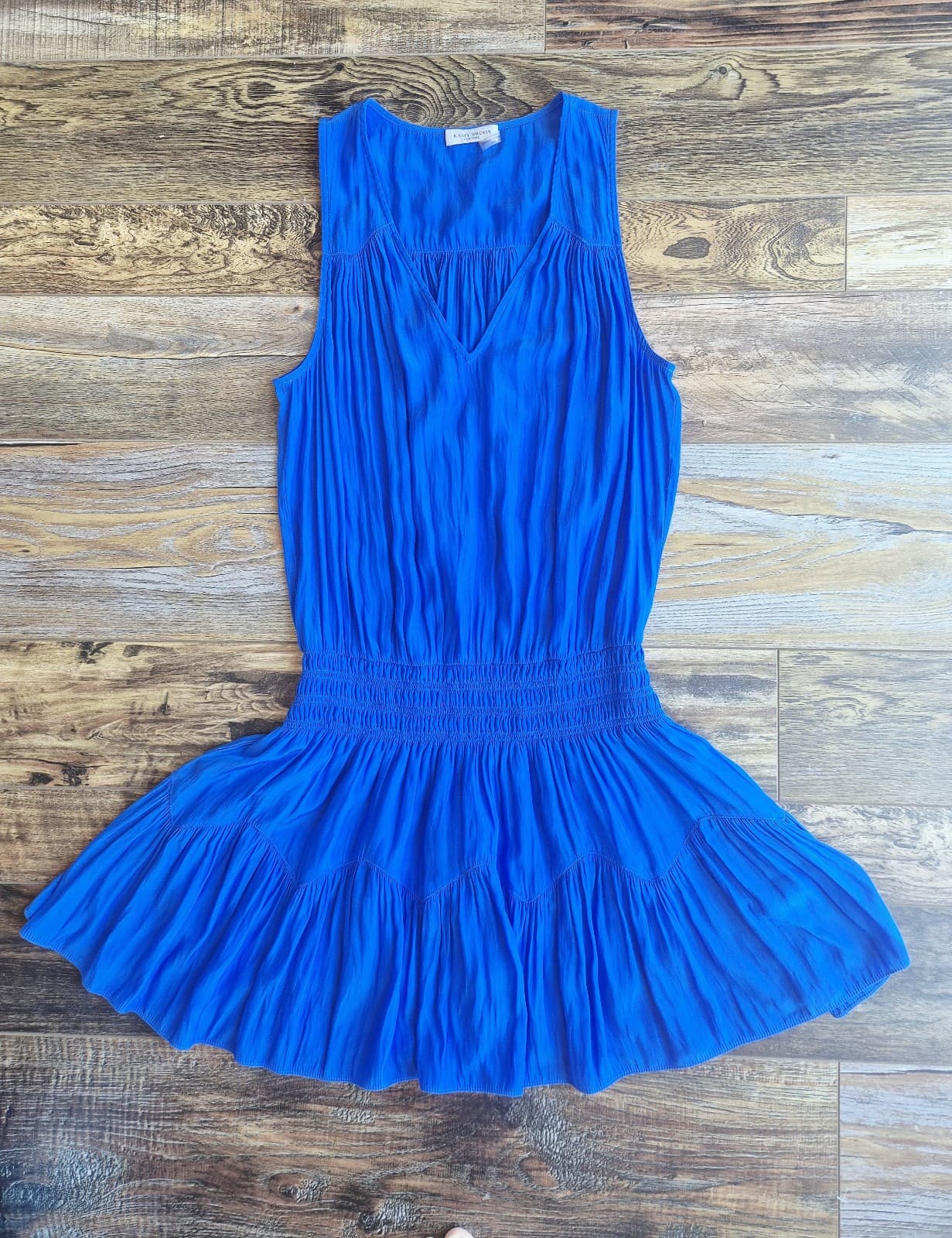 Ramy Brook Tech Perry Mini Dress Smocked Waist Sleeveless Cobalt Blue Sz.M $425 - Thumbnail 7