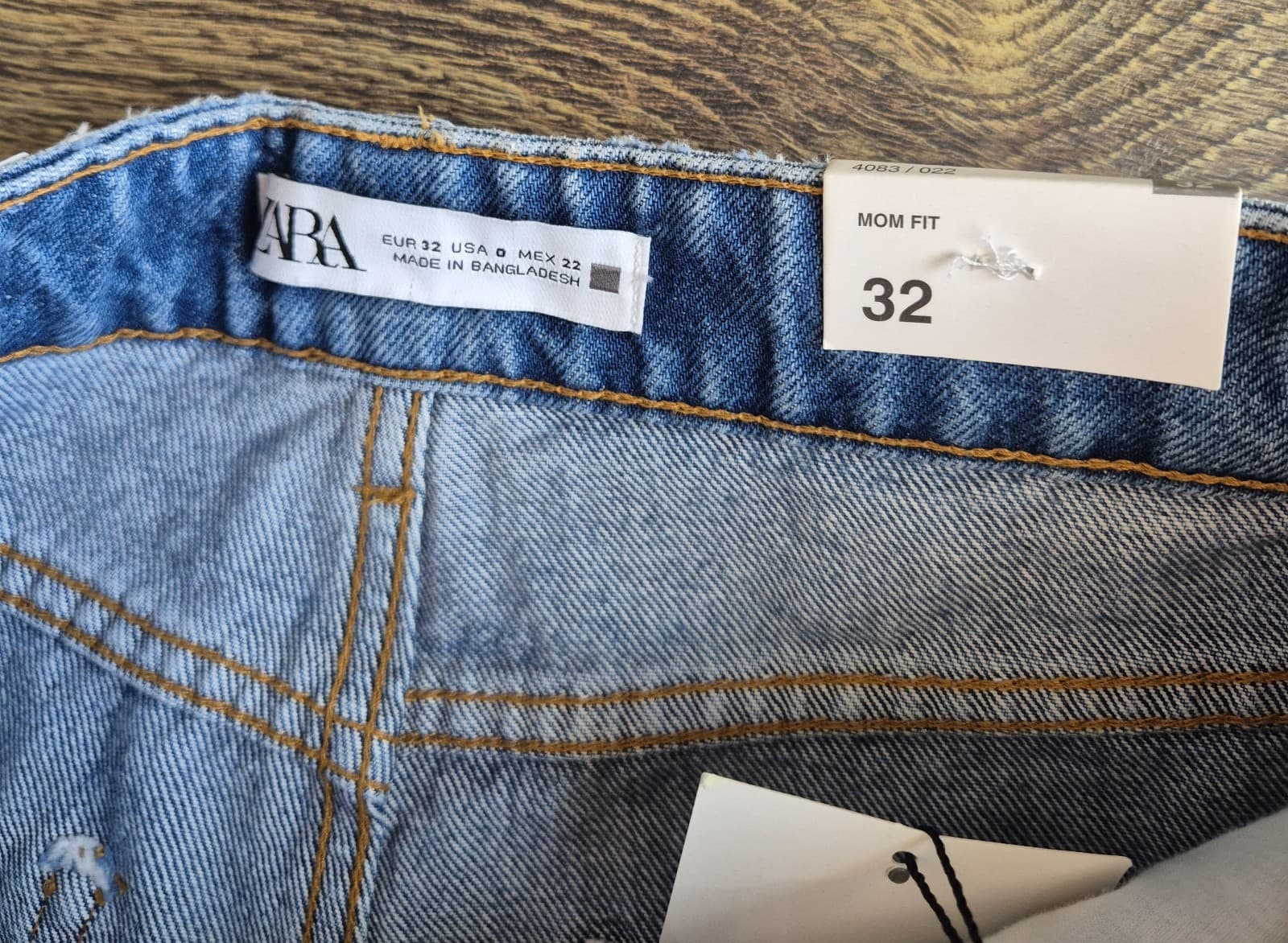 NWT ZARA Mom Fit High Rise Ankle Jeans Zip 5-Pocket Rigid Blue Cotton Women's 0 - Thumbnail 11