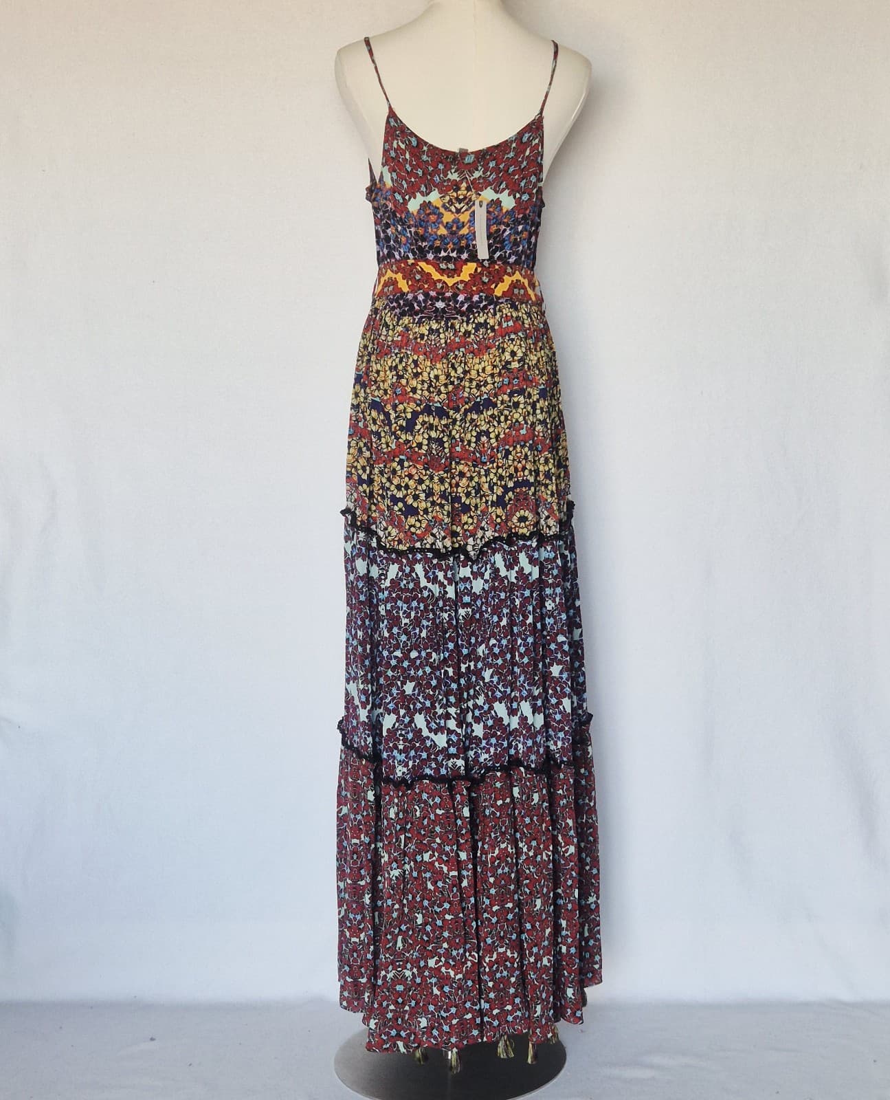 NEW Bhanuni Jyoti Anthropoloe Marala Boho-Chic Tiered Maxi Dress Belt Sz.2 $230 - Thumbnail 9