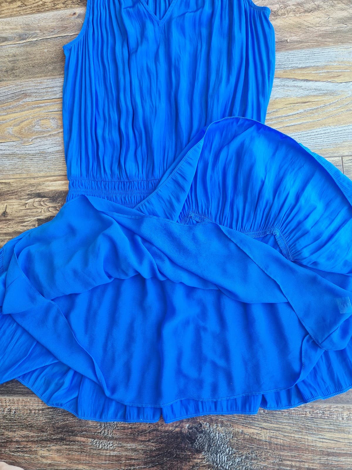 Ramy Brook Tech Perry Mini Dress Smocked Waist Sleeveless Cobalt Blue Sz.M $425 - Thumbnail 9