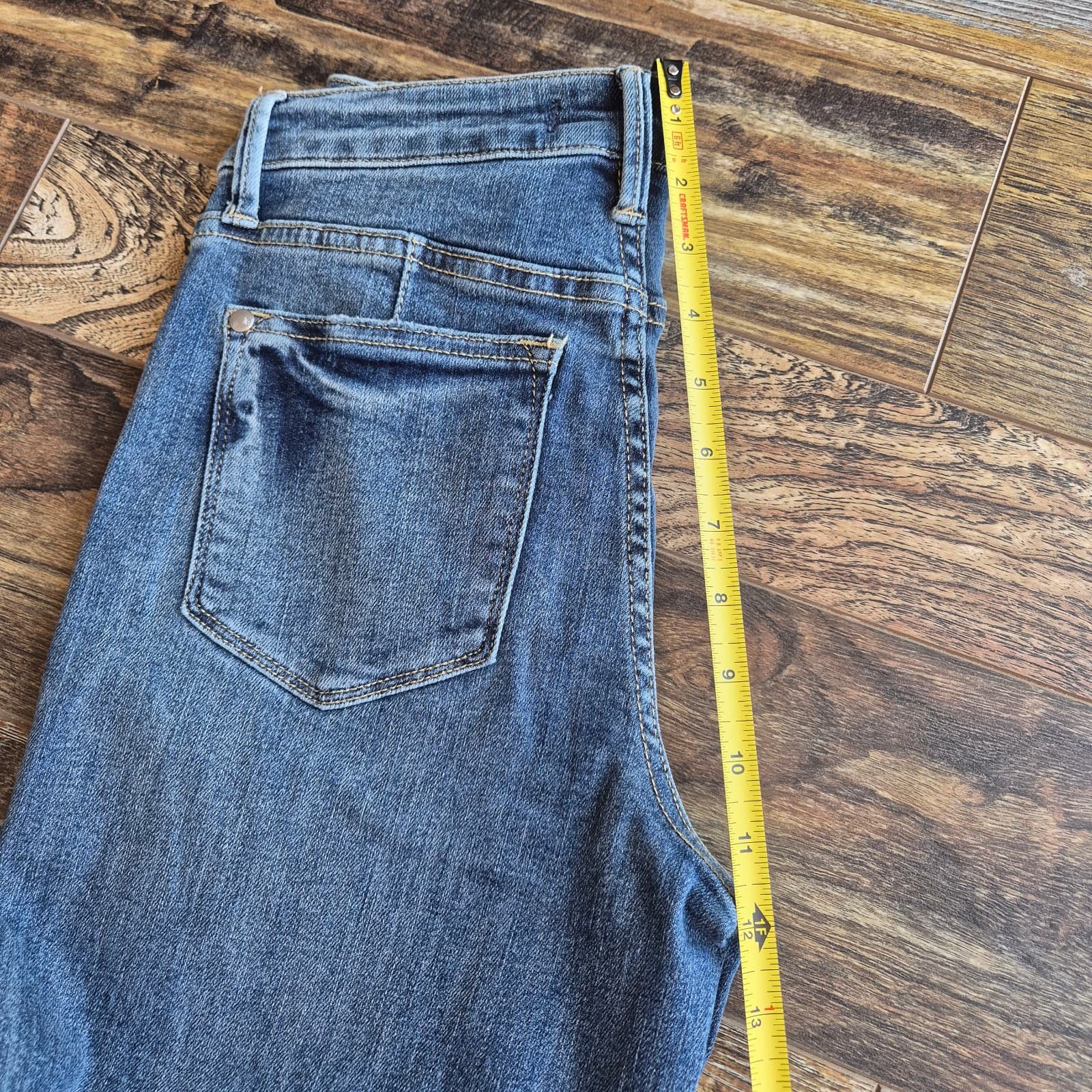 NWT JUDY BLUE Tummy Control Vintage Straight Jeans Mid Rise Raw Hem Blue Sz.1/25 - Thumbnail 14
