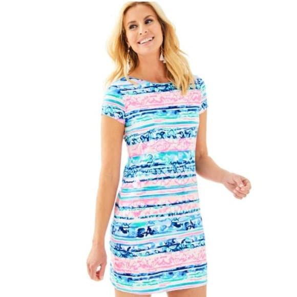 Lilly Pulitzer Marlow Short Sleeve Mini Dress A Wave From It All Pima Cotton S - Thumbnail 2
