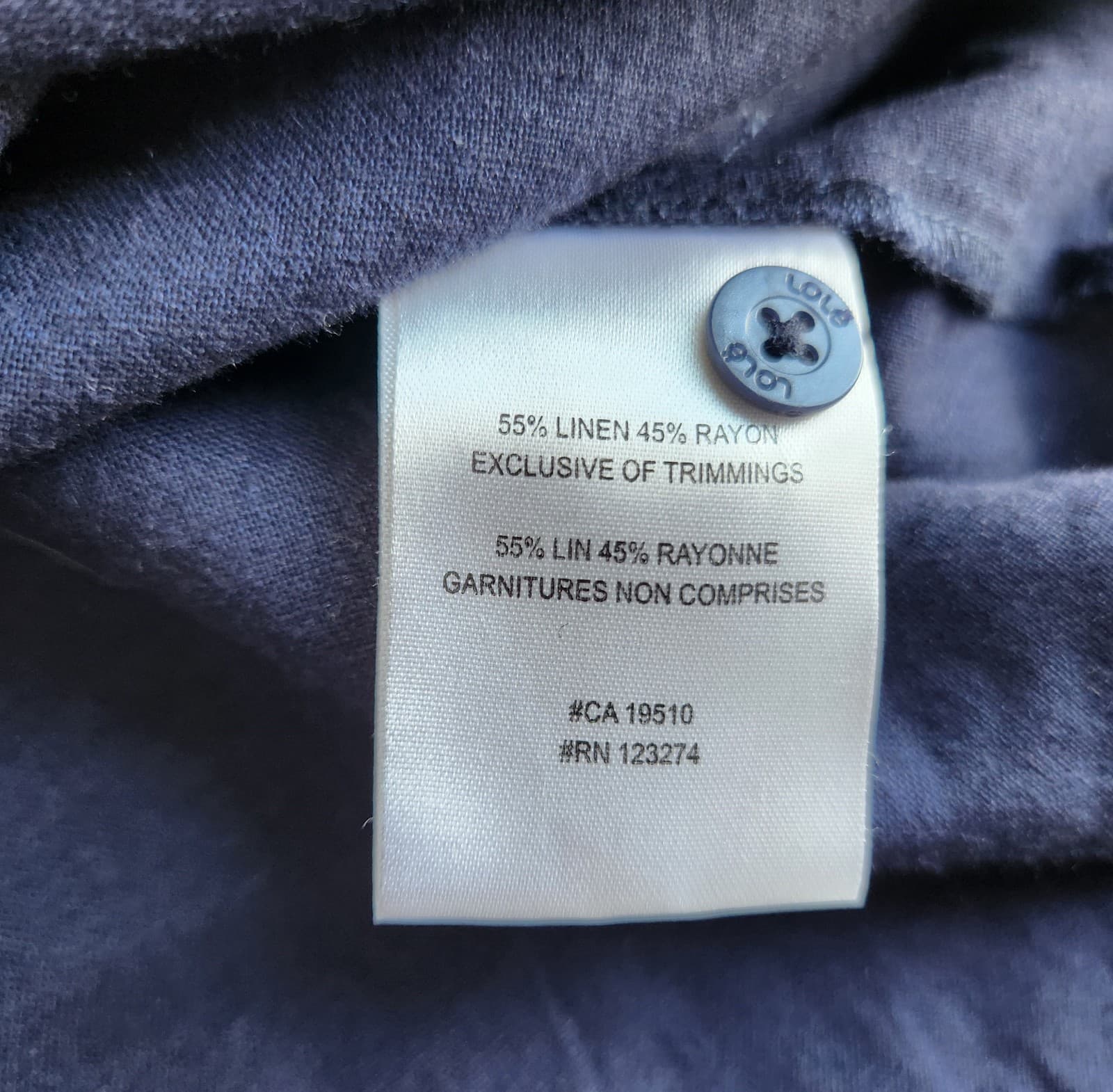 Lolë Linen Blend Button-Front Tie-Waist Sheath Dress Sleeveless Pocket Navy Sz.M - Thumbnail 10