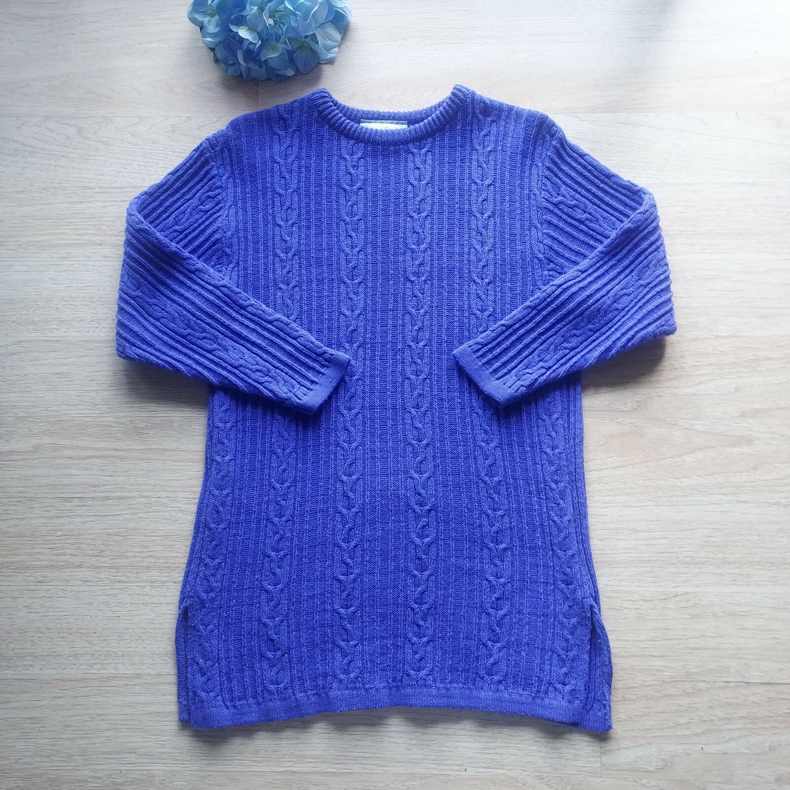 Vintage Diane Von Furstenberg The Color Authority Cable Knit Sweater Purple S/M - Thumbnail 2