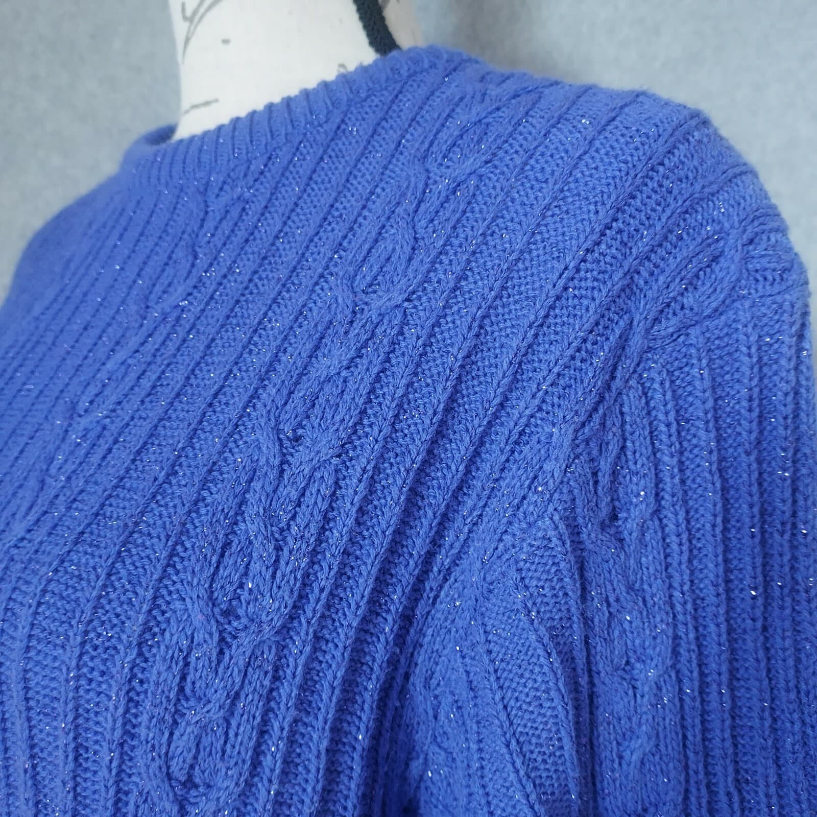 Vintage Diane Von Furstenberg The Color Authority Cable Knit Sweater Purple S/M - Thumbnail 3