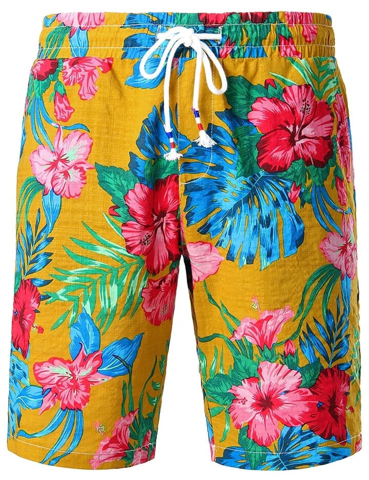 JOGAL Men's XL Floral Casual Aloha Hawaiian Shorts Drawstring Pocket Multicolor - Thumbnail 2