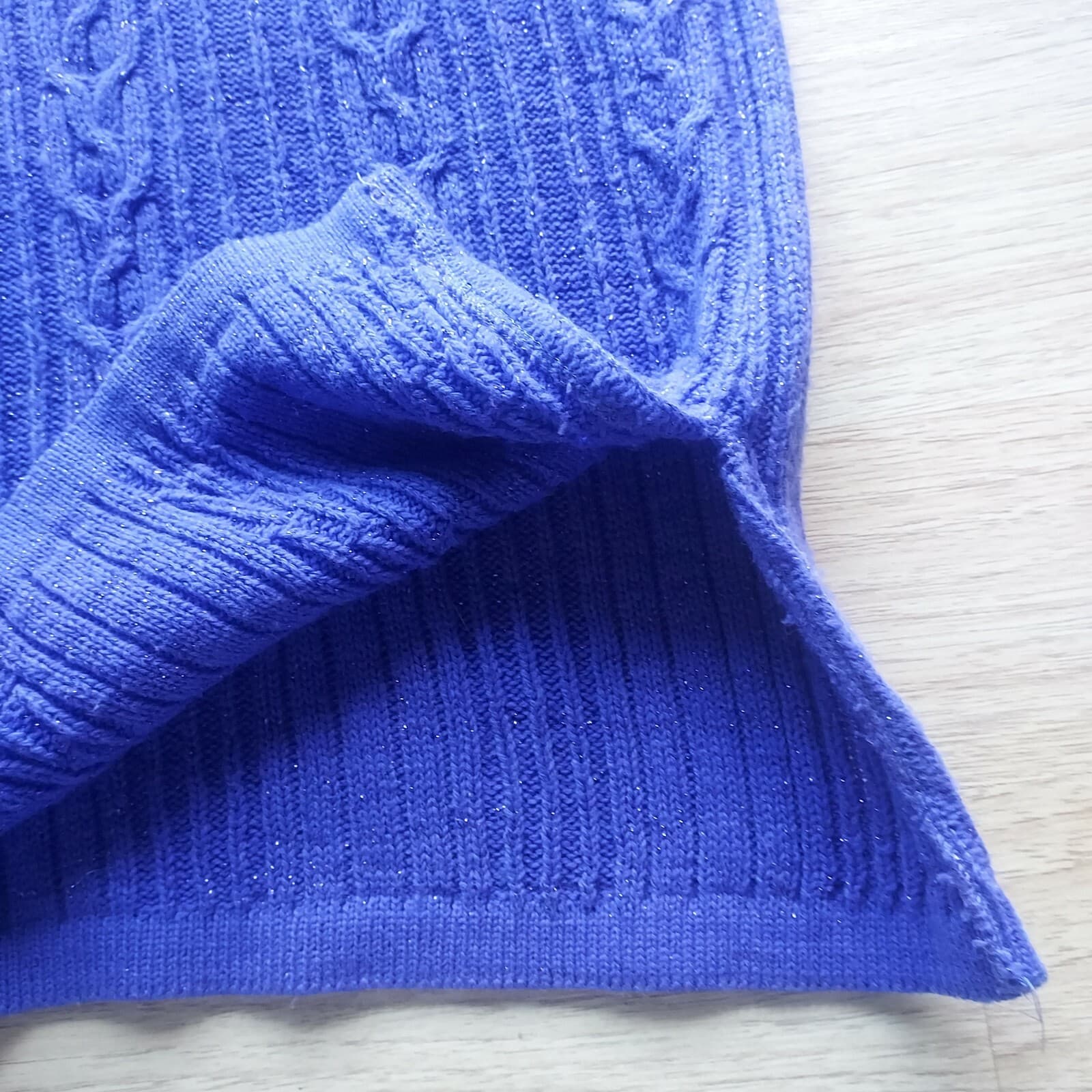 Vintage Diane Von Furstenberg The Color Authority Cable Knit Sweater Purple S/M - Thumbnail 6