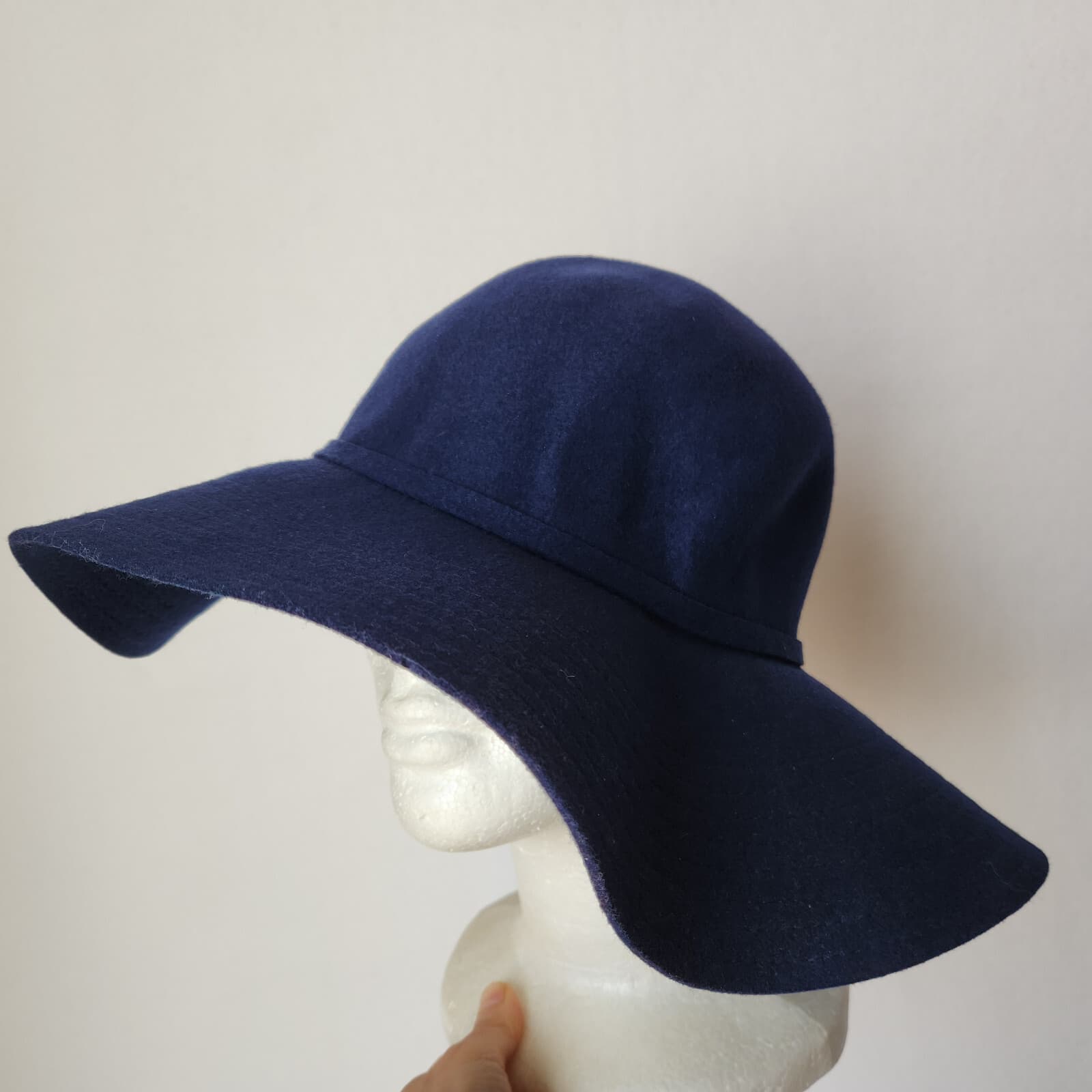 NWT Collection Eighteen Felt Wool Floppy Hat Boho Wide Brim Bow Knot Navy O/S - Thumbnail 6