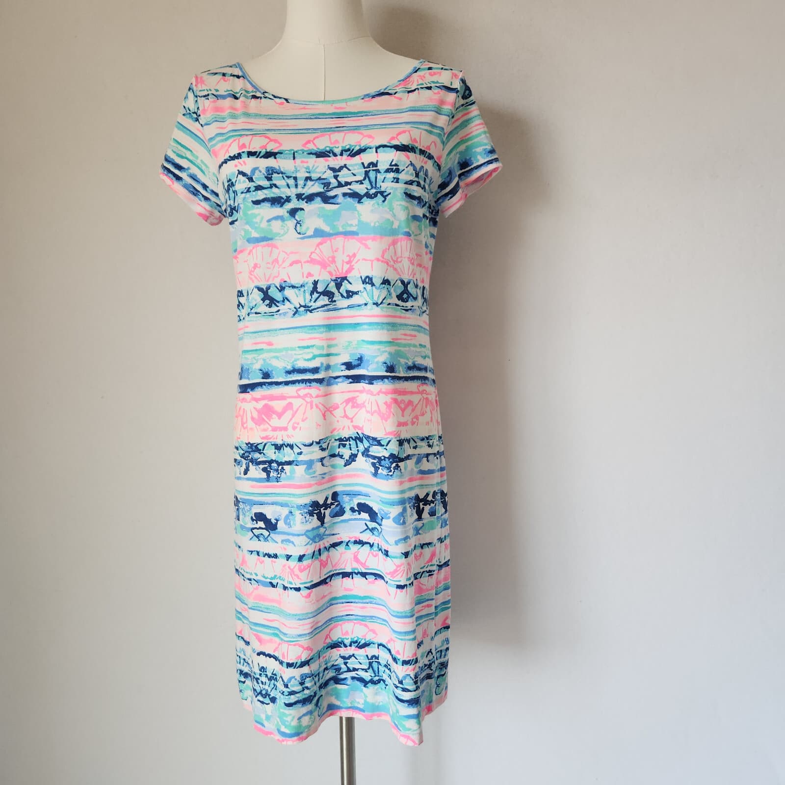 Lilly Pulitzer Marlow Short Sleeve Mini Dress A Wave From It All Pima Cotton S - Thumbnail 3