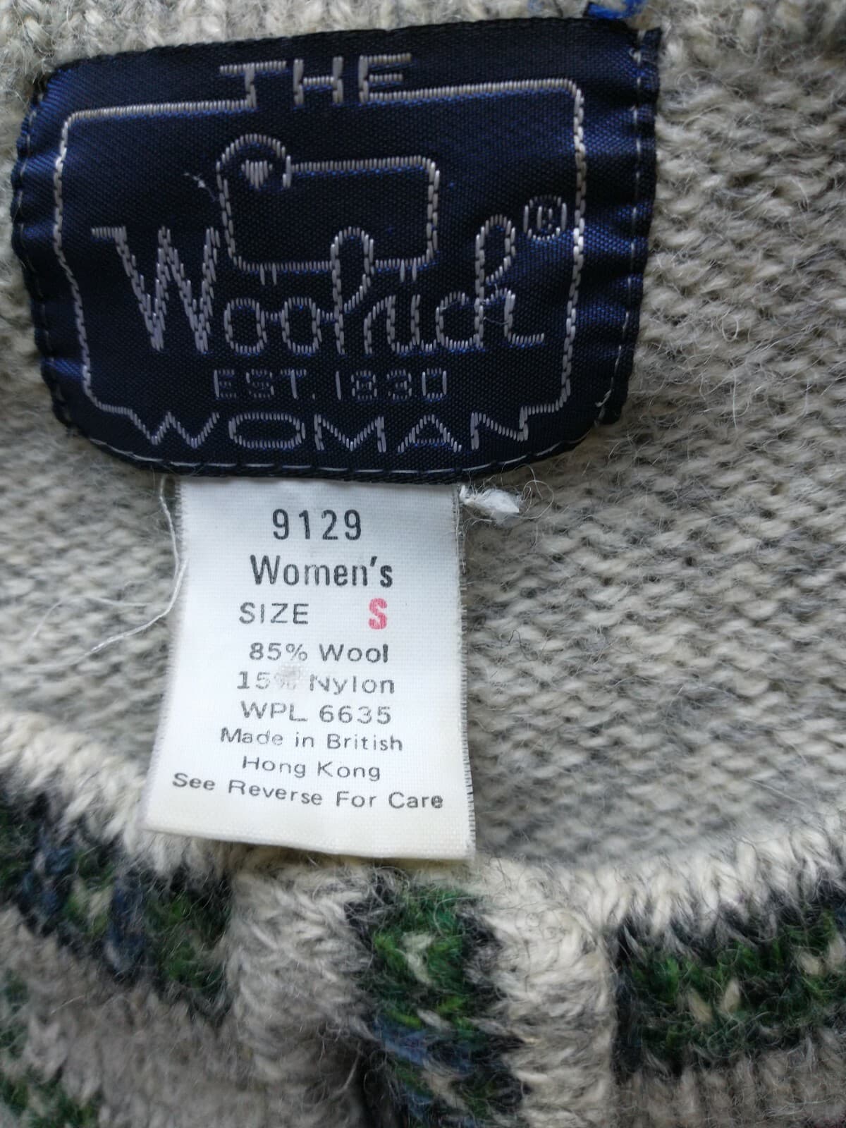 Vintage'80 Woolrich Wool Blend Animal Ski Winter Cardigan Button Grey Woman Sz.S - Thumbnail 5