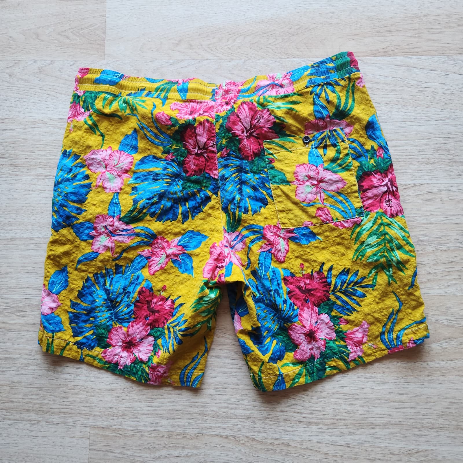 JOGAL Men's XL Floral Casual Aloha Hawaiian Shorts Drawstring Pocket Multicolor - Thumbnail 4