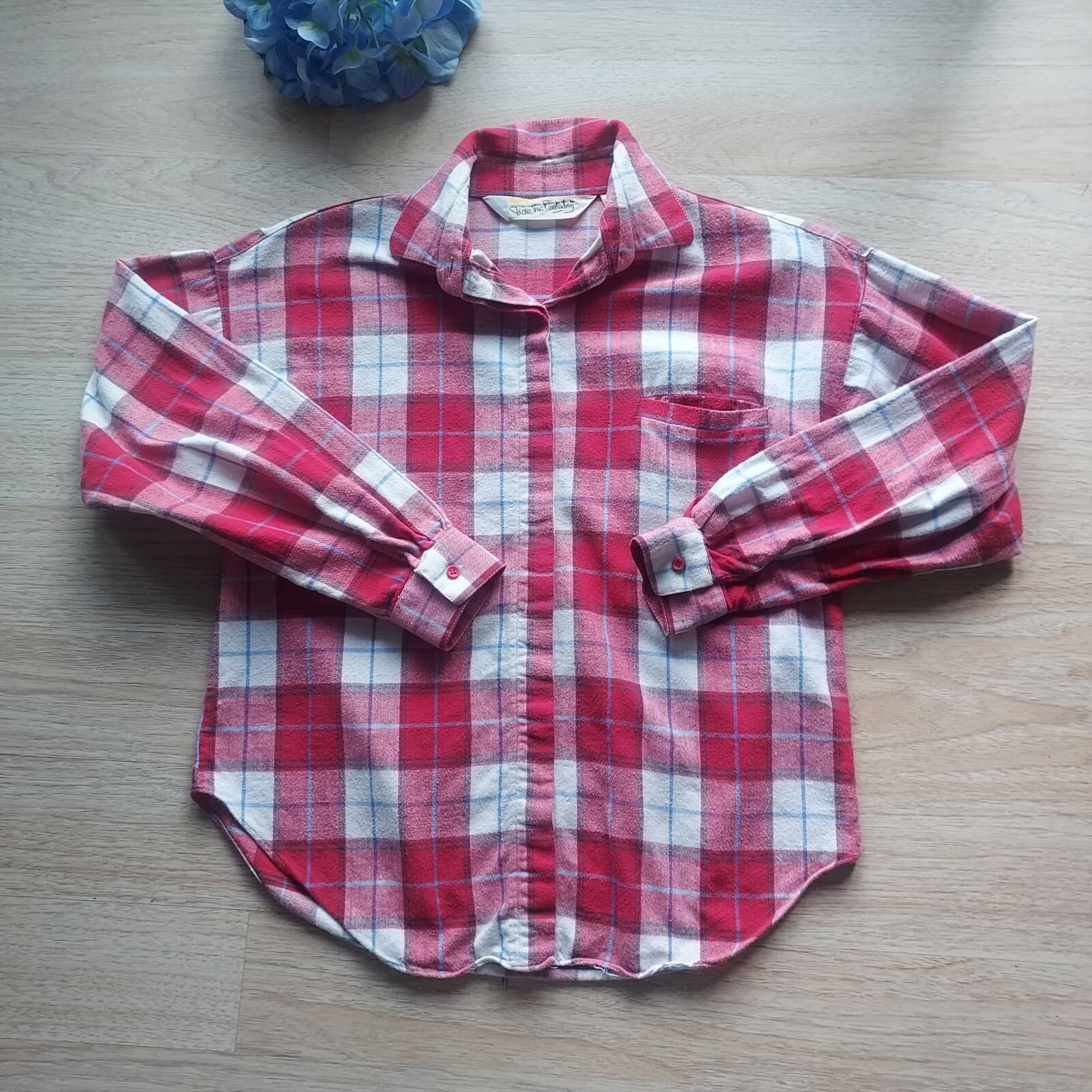 Vintage Diane Von Furstenberg Flannel Plaid Shirt Button Long Sleeve Chest 42" - Thumbnail 2