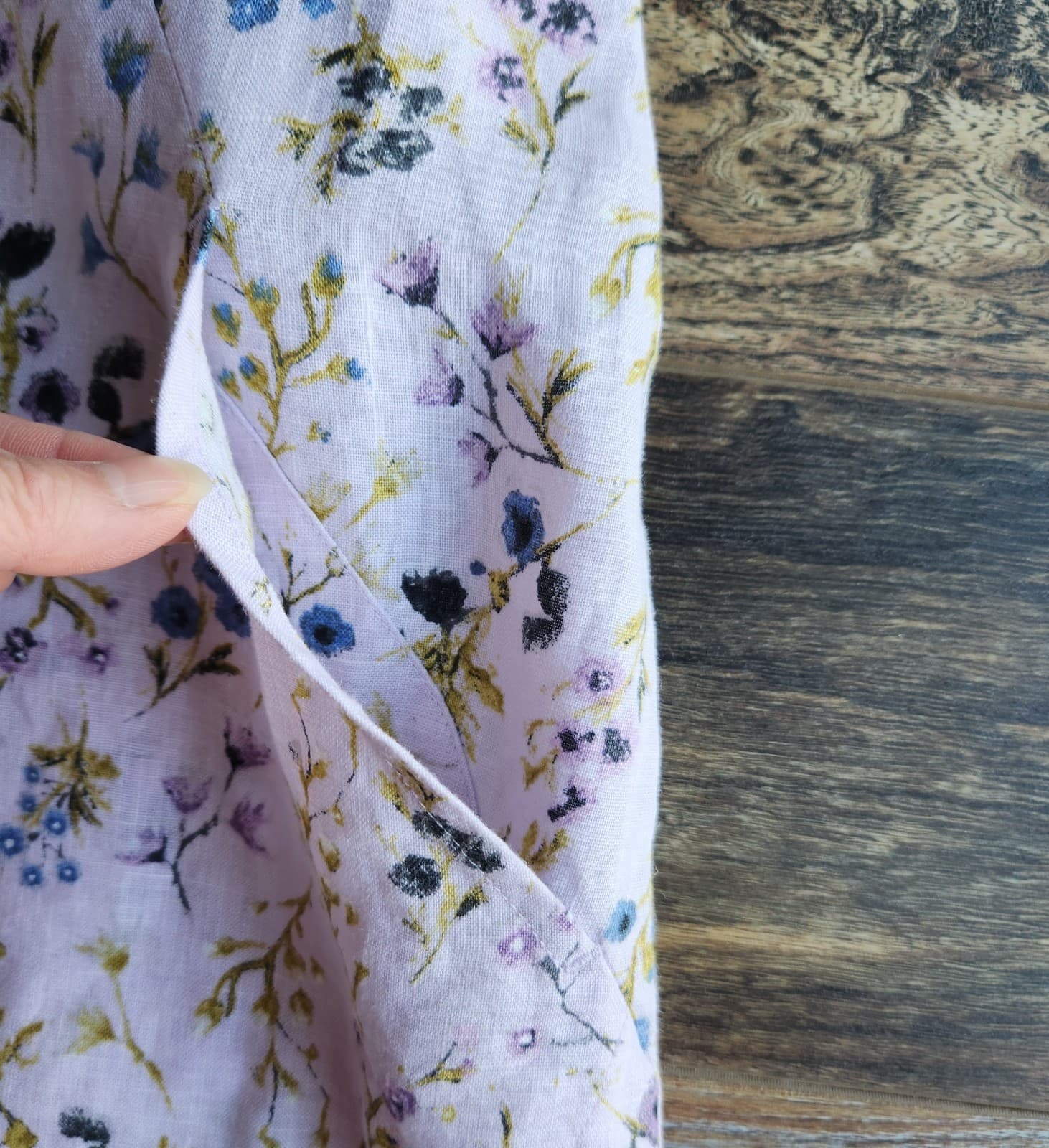 J.Jill Love Linen Pale Lilac Watercolor Floral Sheath Dress Sleeveless Pocket M - Thumbnail 10