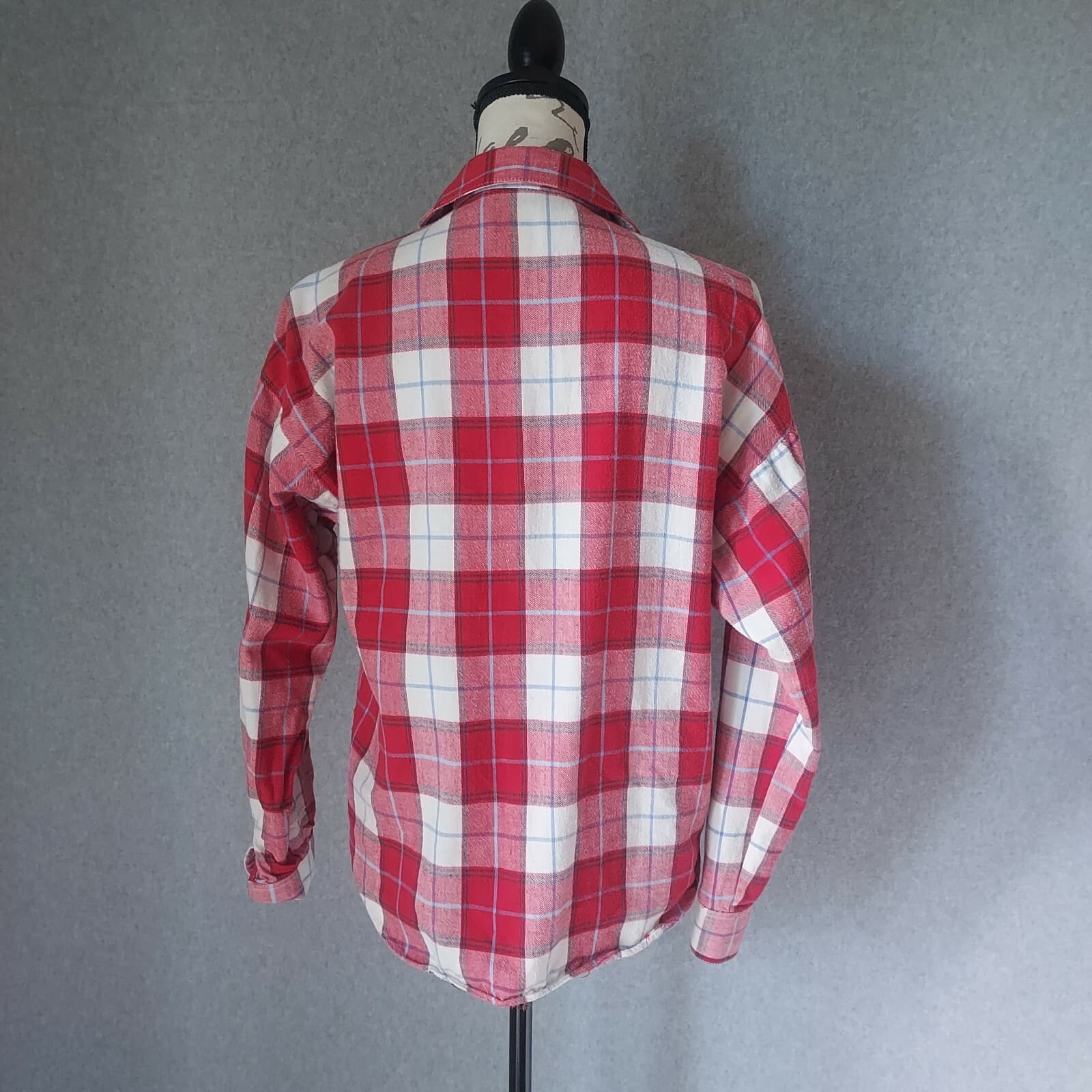 Vintage Diane Von Furstenberg Flannel Plaid Shirt Button Long Sleeve Chest 42" - Thumbnail 5