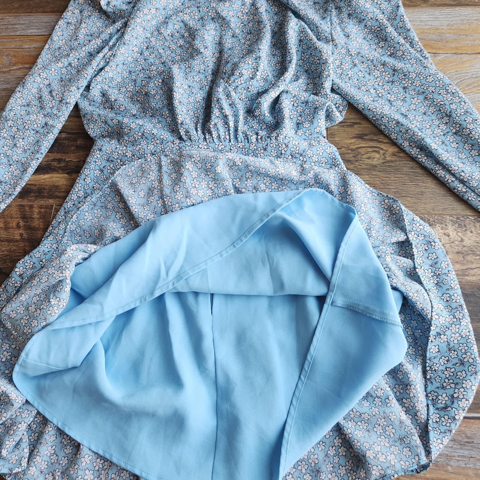 Finders Keepers Blossom Floral Long Sleeve Mini Dress Tiered Ruffle Blue Sz.4/S - Thumbnail 11