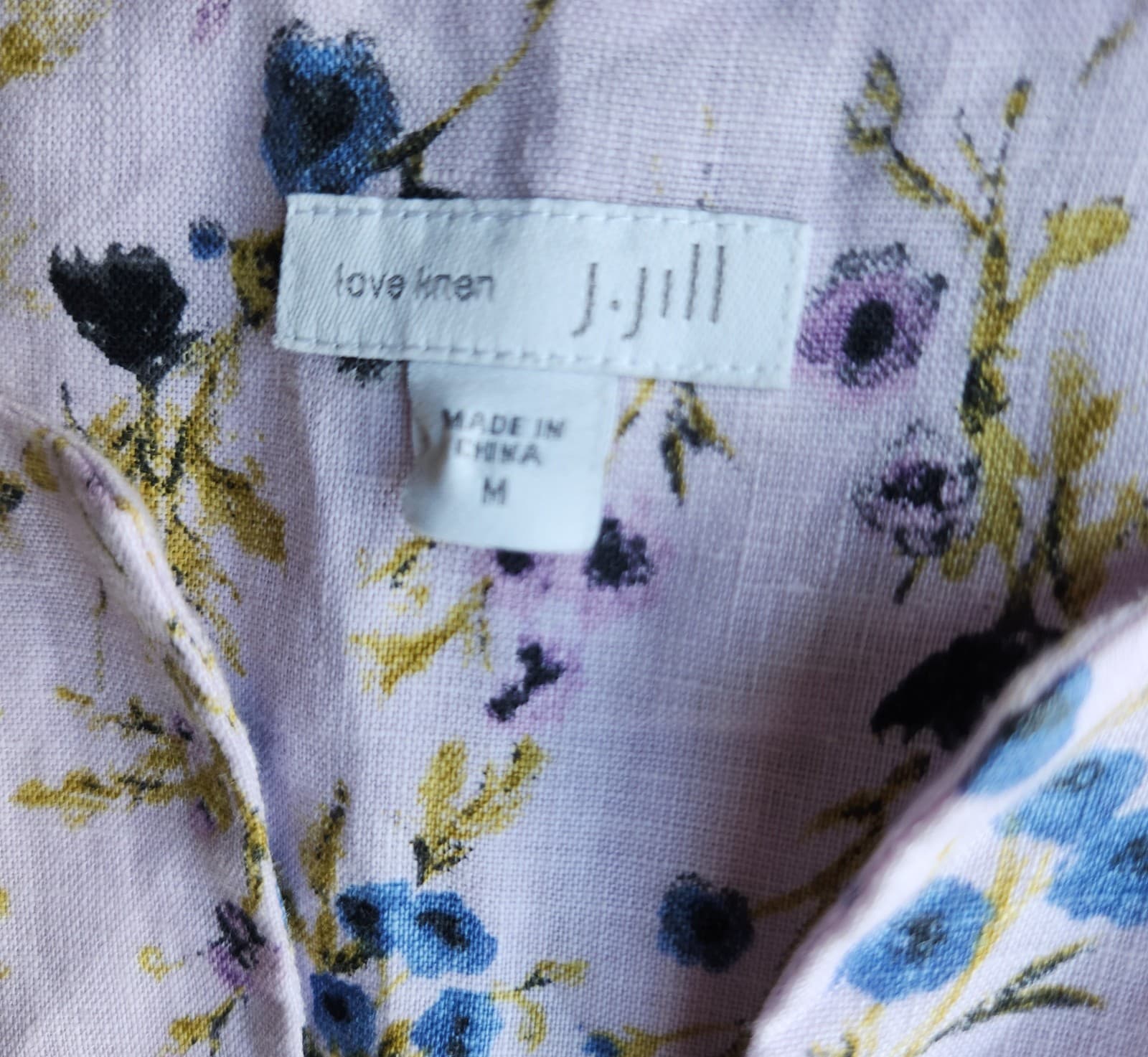 J.Jill Love Linen Pale Lilac Watercolor Floral Sheath Dress Sleeveless Pocket M - Thumbnail 11