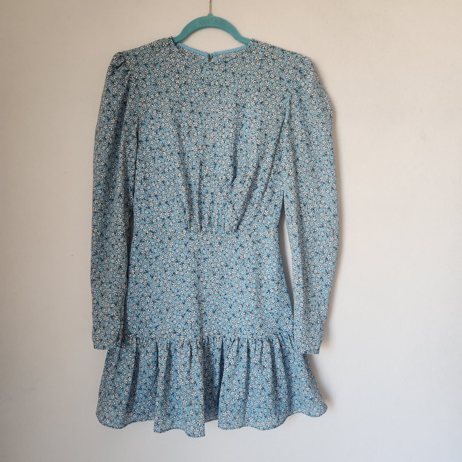 Finders Keepers Blossom Floral Long Sleeve Mini Dress Tiered Ruffle Blue Sz.4/S - Thumbnail 6