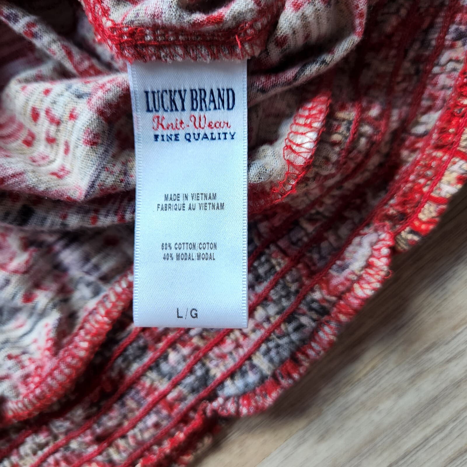 Lucky Brand Paisley Cotton Blend Smock Waist Top 3/4 Sleeve Multicolor Women L - Thumbnail 9