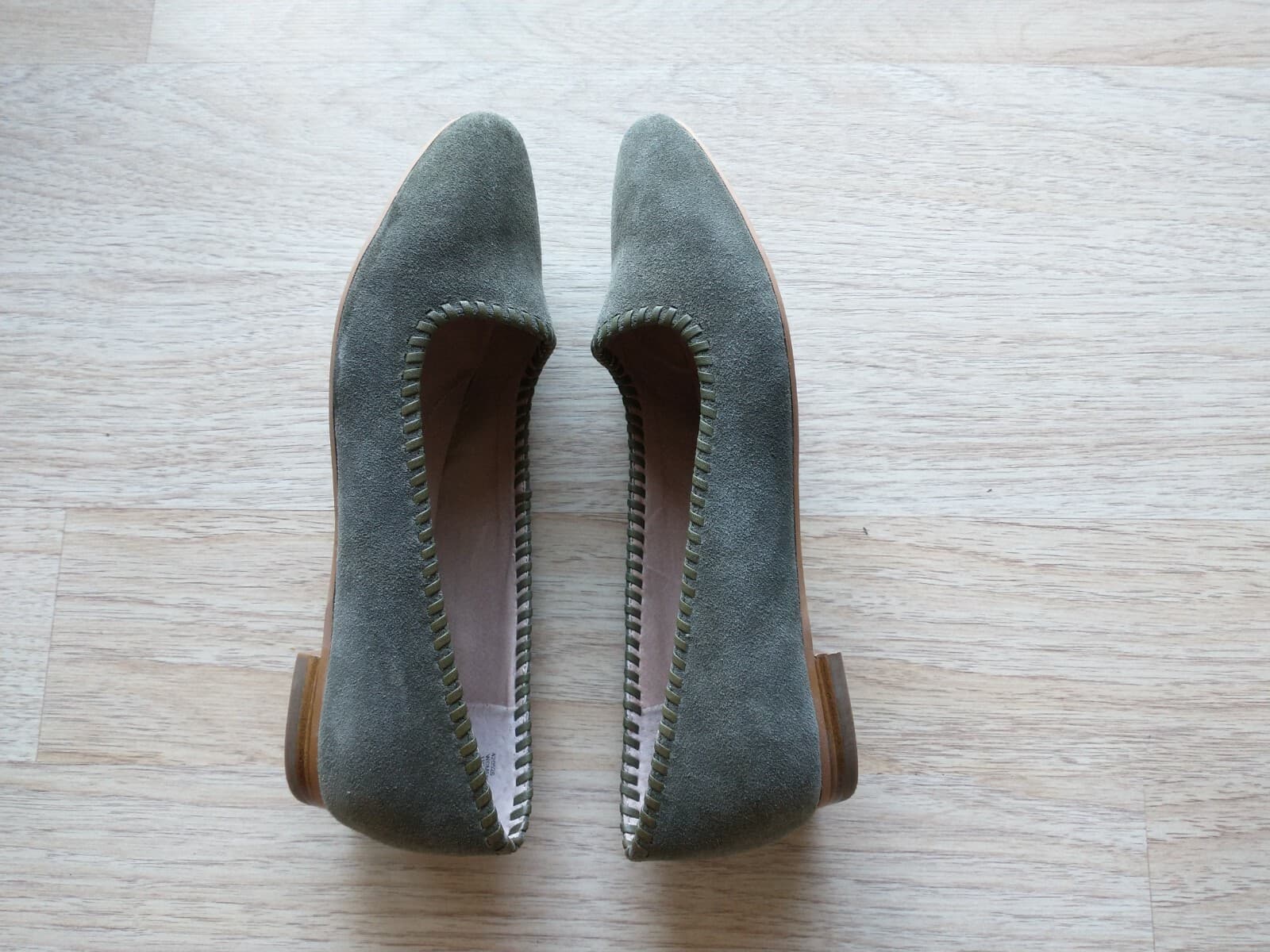 Lands' End Suede Whip Stitching Loafer Flat Slip-On Green Women US8.5B EU39 - Thumbnail 4