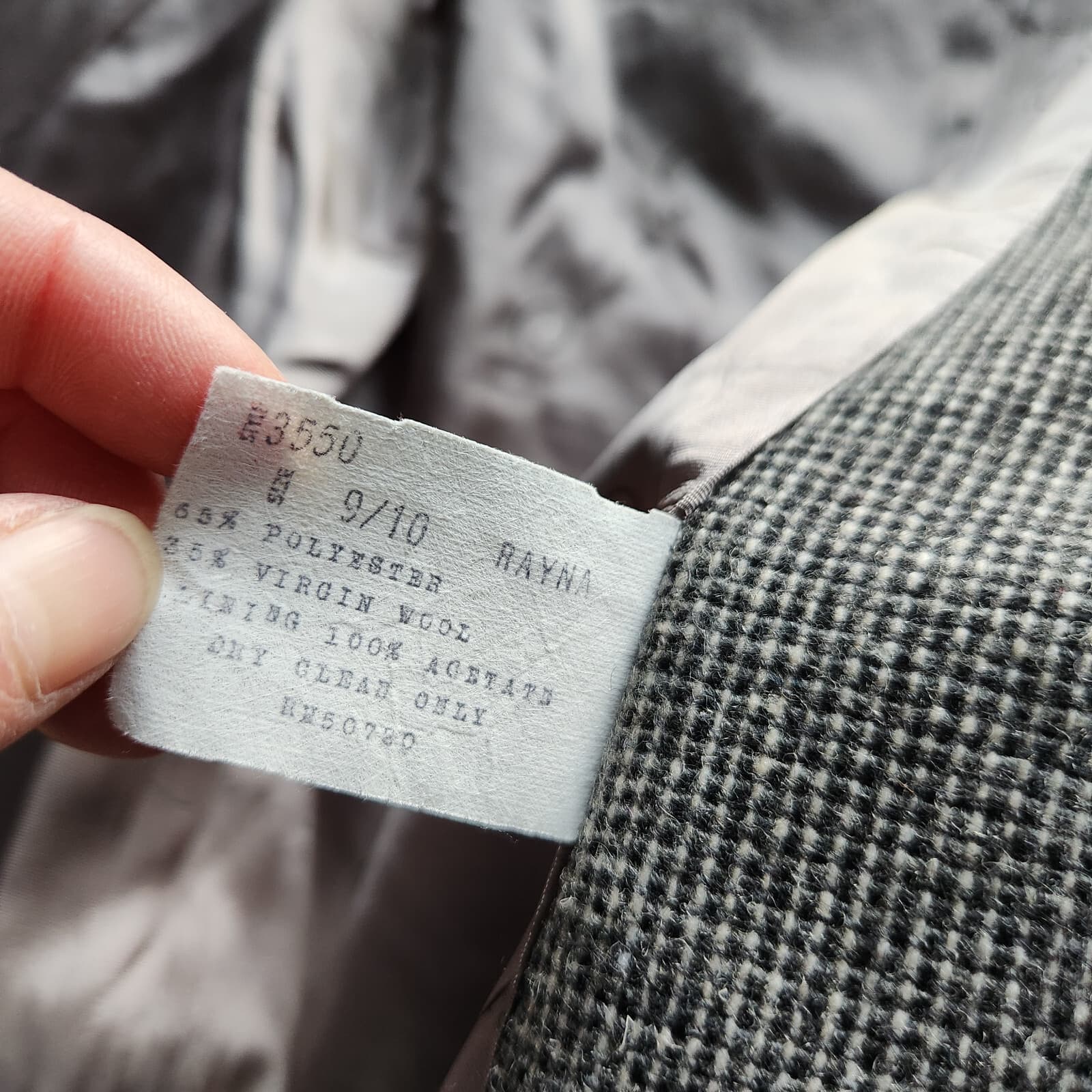 Vintage Oscar De La Renta Ranya Wool Blend Texture Blazer Lined Grey Women 9/10 - Thumbnail 9