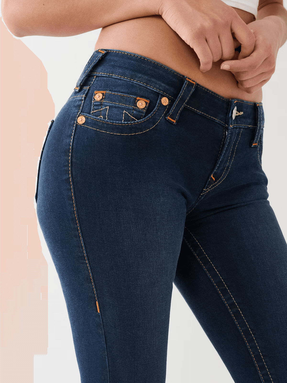 NWT True Religion Halle Mid Rise Supper Skinny Jeans Zip Dark Blue Women's 27 - Thumbnail 4