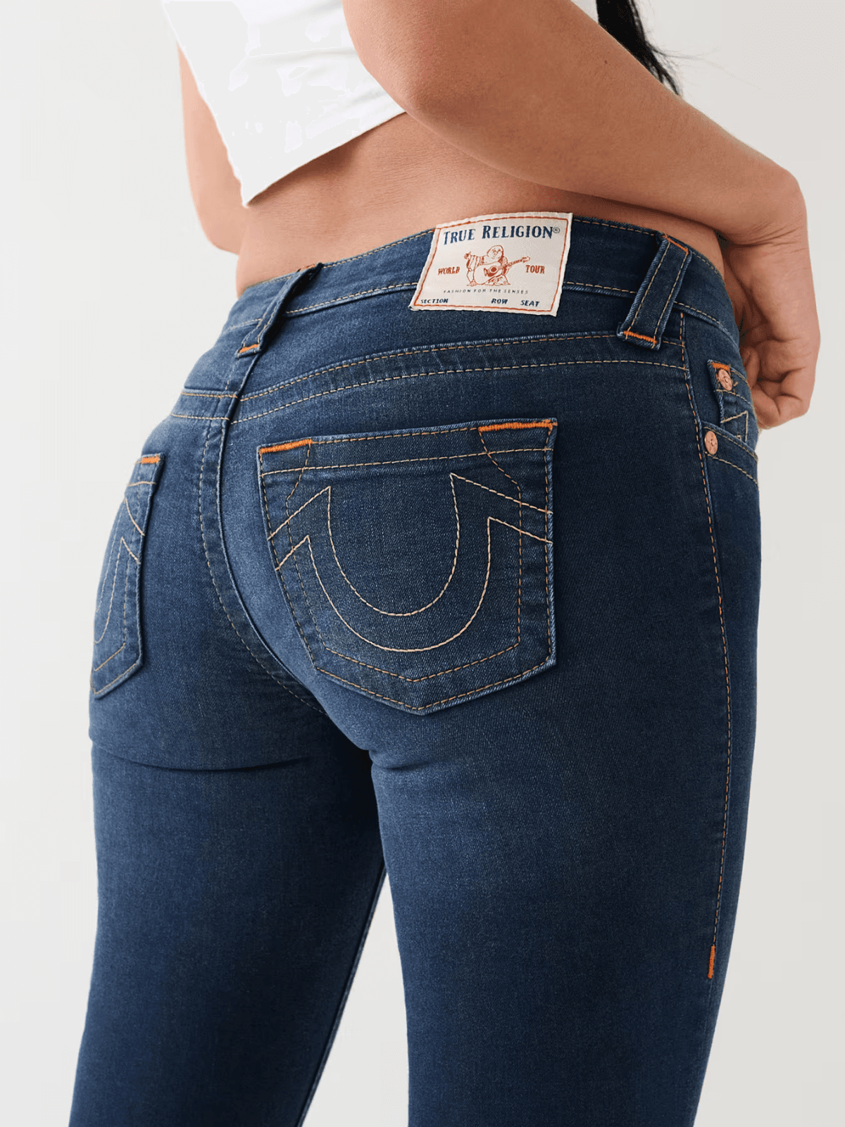 NWT True Religion Halle Mid Rise Supper Skinny Jeans Zip Dark Blue Women's 27 - Thumbnail 9