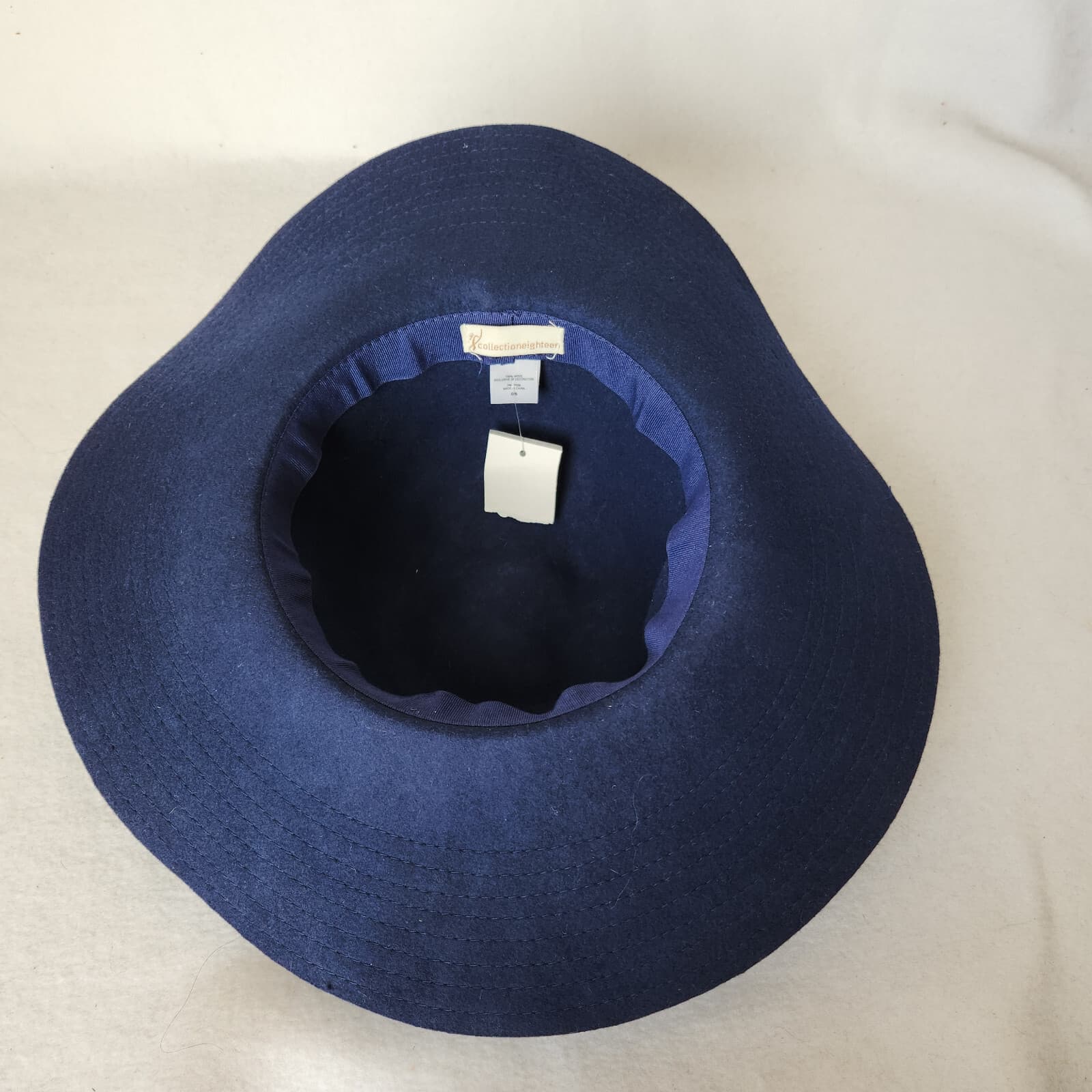 NWT Collection Eighteen Felt Wool Floppy Hat Boho Wide Brim Bow Knot Navy O/S - Thumbnail 9