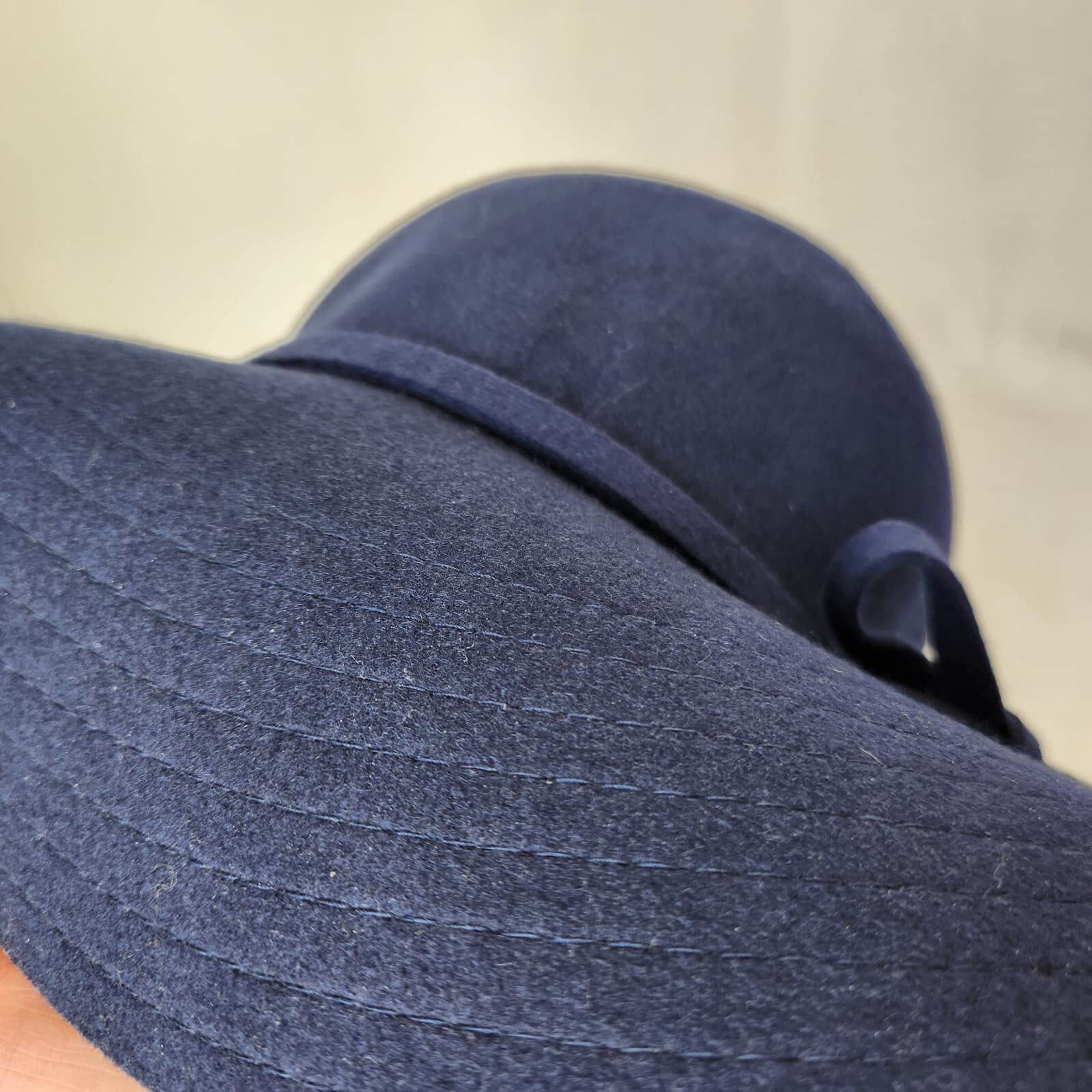 NWT Collection Eighteen Felt Wool Floppy Hat Boho Wide Brim Bow Knot Navy O/S - Thumbnail 8