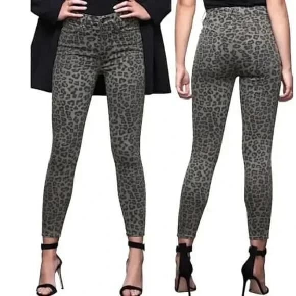 Good American Good Legs Leopard Skinny Jean Stretch Zip Grey Women's 4/27 - Thumbnail 3