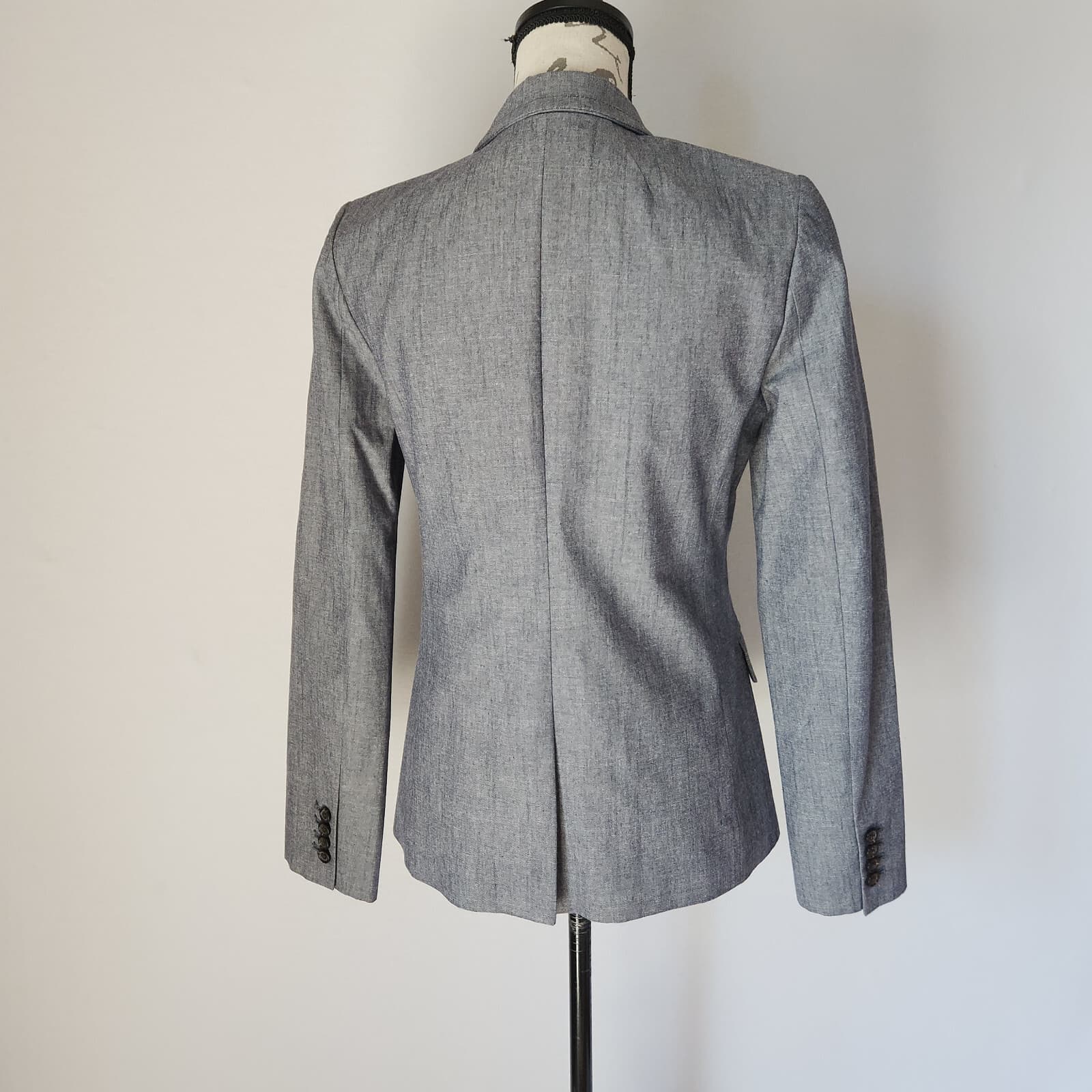 J.Crew Regency Blazer One-Button Pocket Lined Chambray Blue 100% Cotton Women 4 - Thumbnail 7