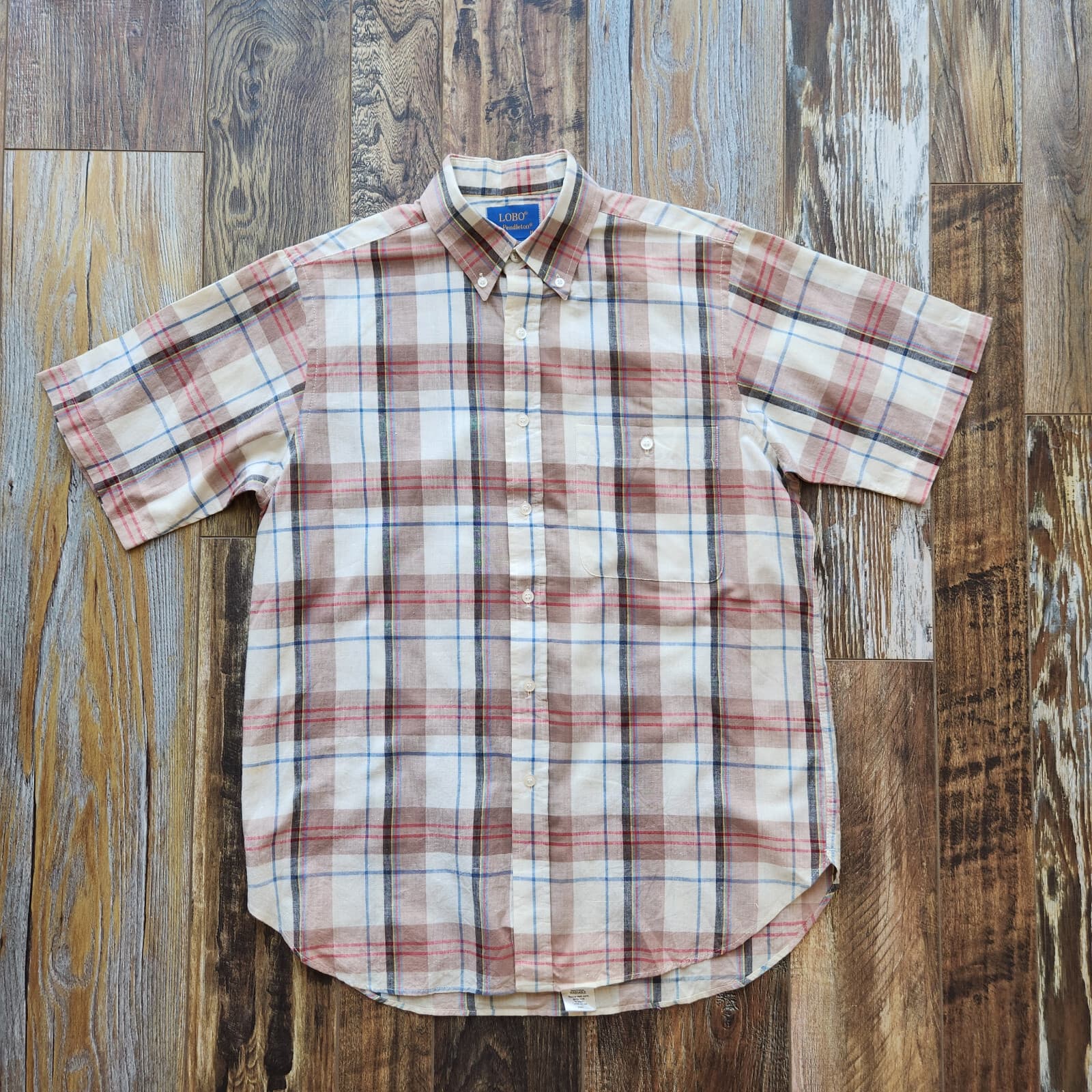 Vintage LOBO by Pendleton Made in USA Plaid Button-Up Shirt Short Sleeve Men's M - Thumbnail 2