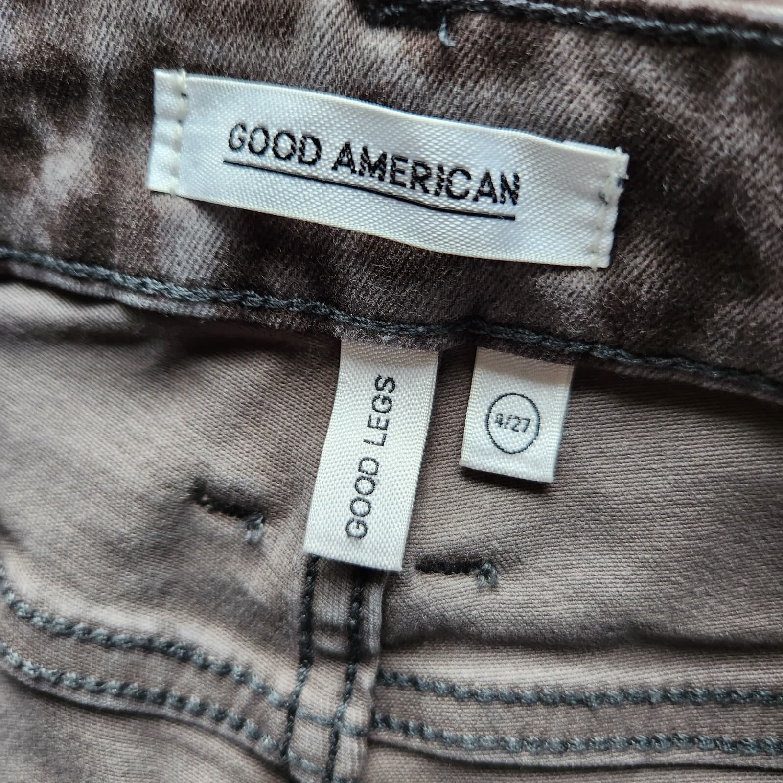 Good American Good Legs Leopard Skinny Jean Stretch Zip Grey Women's 4/27 - Thumbnail 7