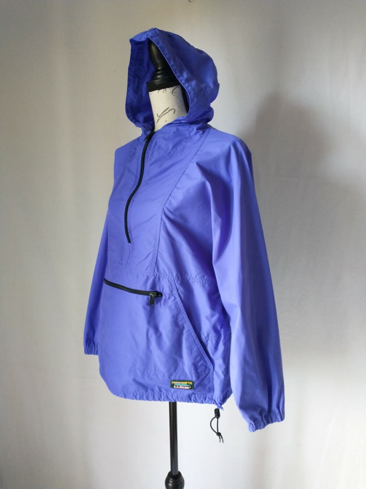Vintage L.L.Bean Windbreaker Hooded Jacket Pullover 1/4 Zip Pocket Purple Unisex - Thumbnail 3