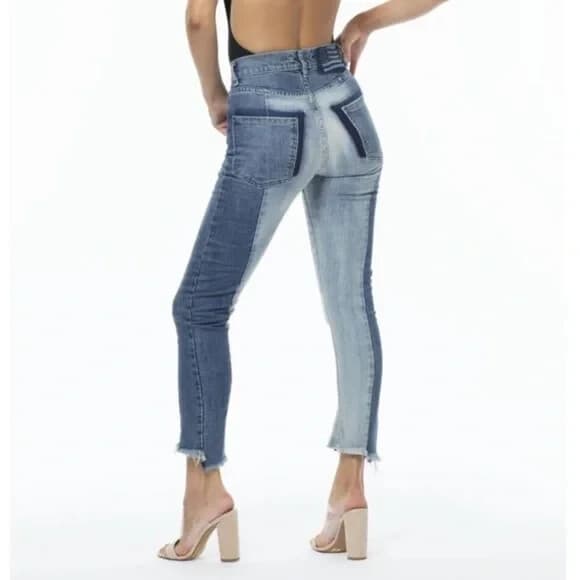 Revice American Made Denim Lolita Two Tone Skinny Jeans Frayed Hem Blue Sz.25 - Thumbnail 6