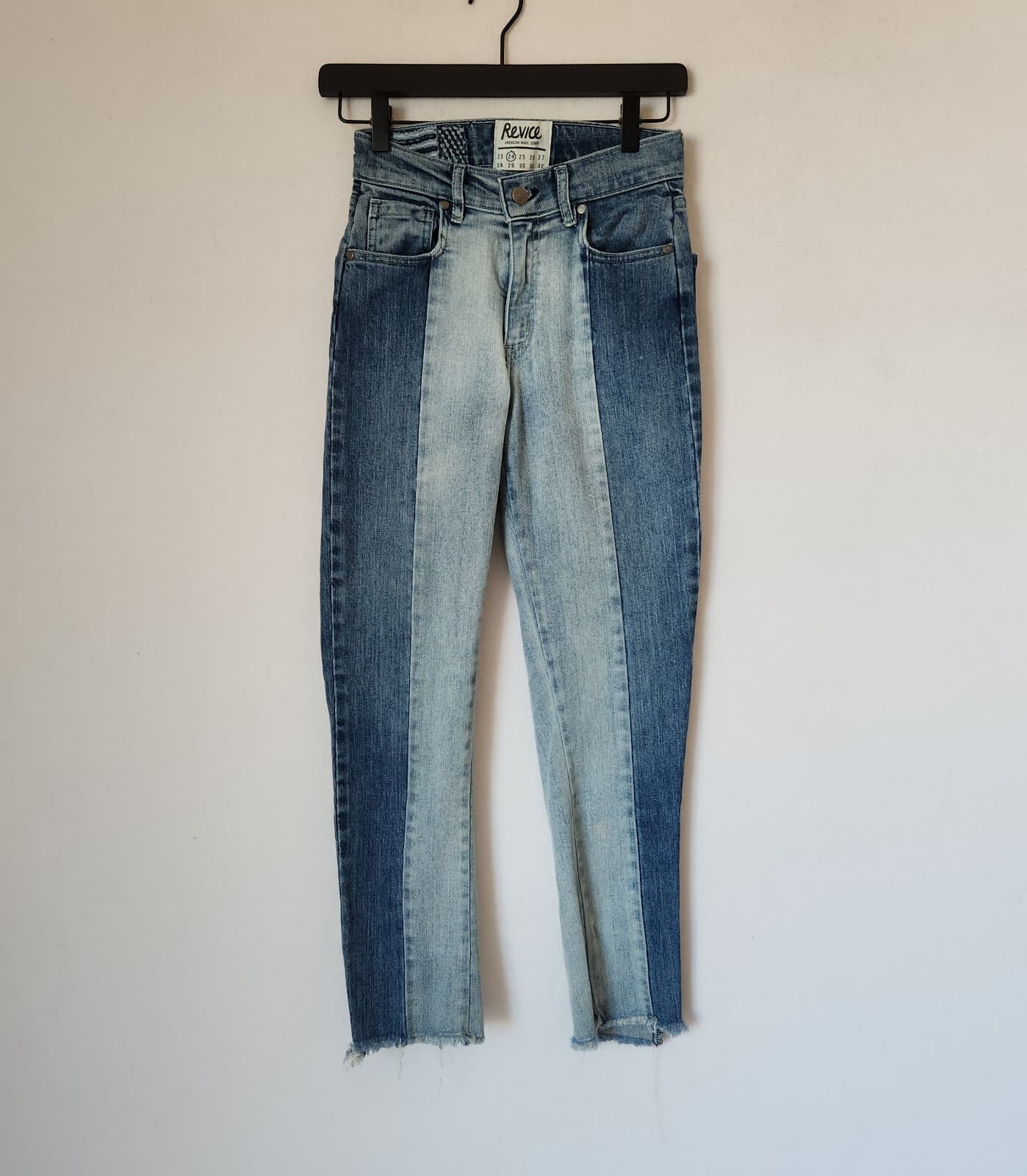 Revice American Made Denim Lolita Two Tone Skinny Jeans Frayed Hem Blue Sz.25 - Thumbnail 2