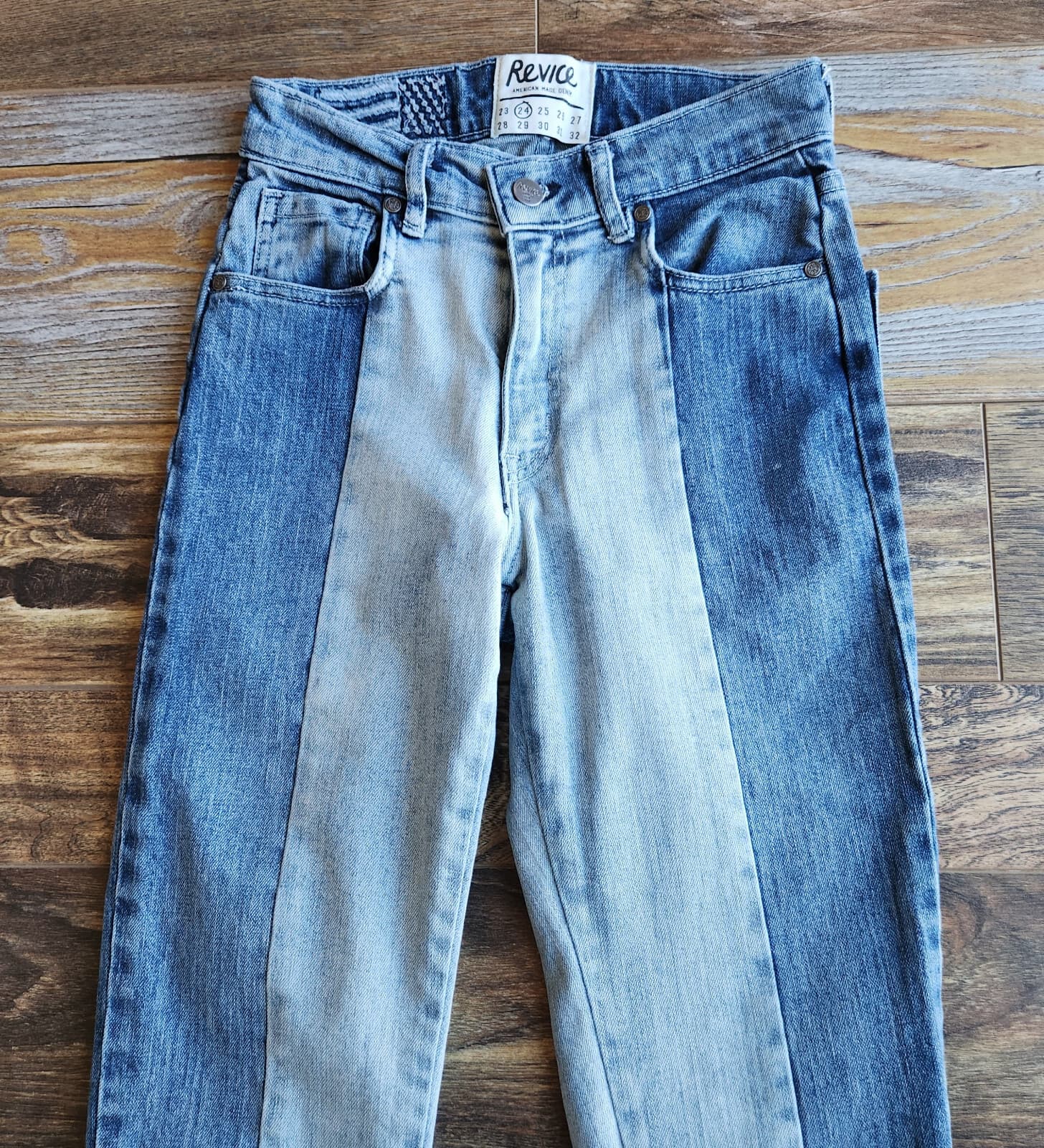 Revice American Made Denim Lolita Two Tone Skinny Jeans Frayed Hem Blue Sz.25 - Thumbnail 4