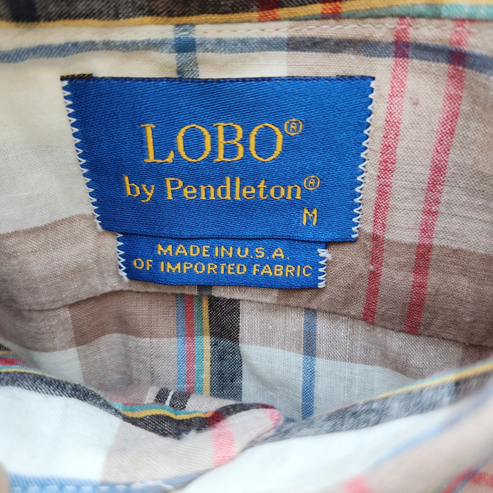 Vintage LOBO by Pendleton Made in USA Plaid Button-Up Shirt Short Sleeve Men's M - Thumbnail 5