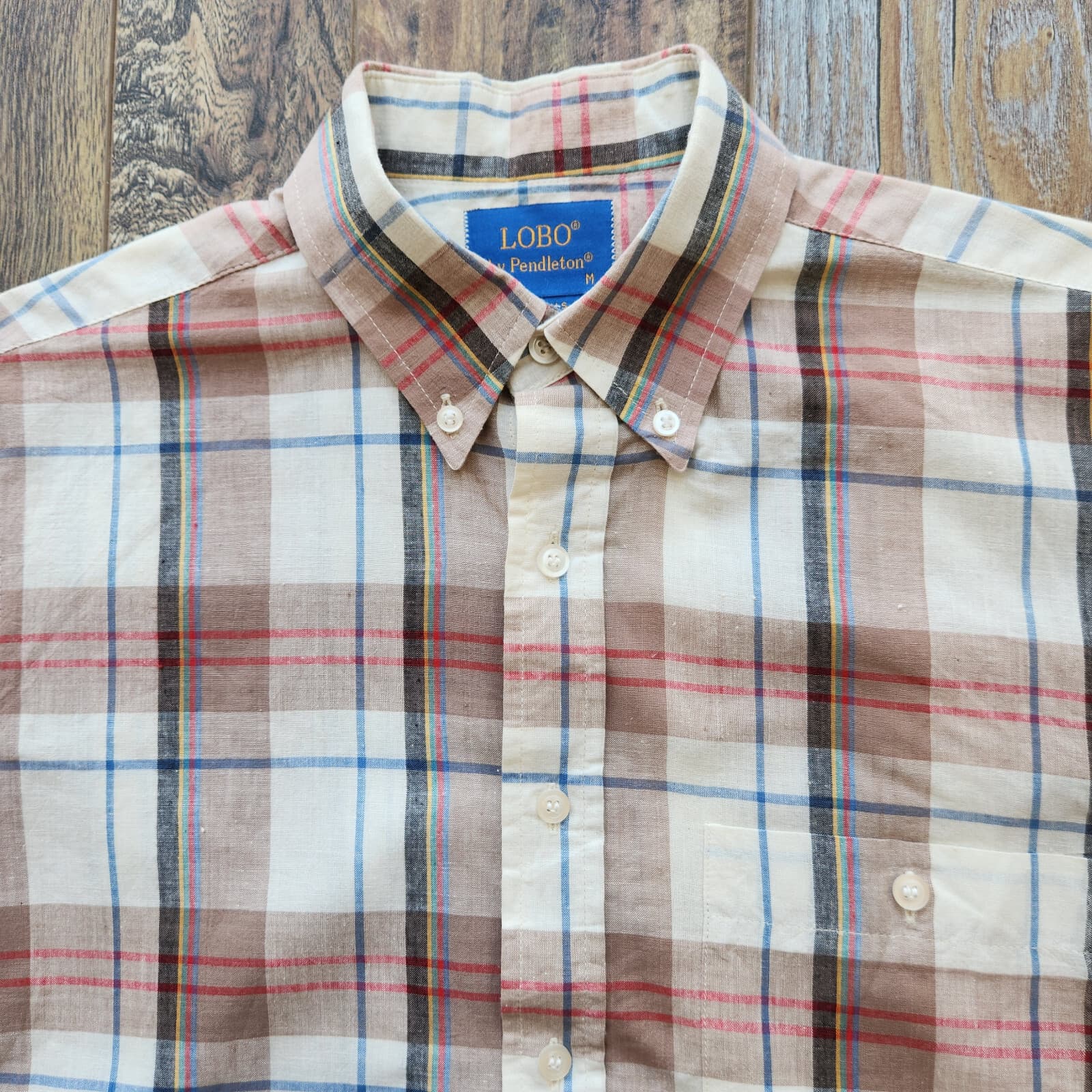 Vintage LOBO by Pendleton Made in USA Plaid Button-Up Shirt Short Sleeve Men's M - Thumbnail 3