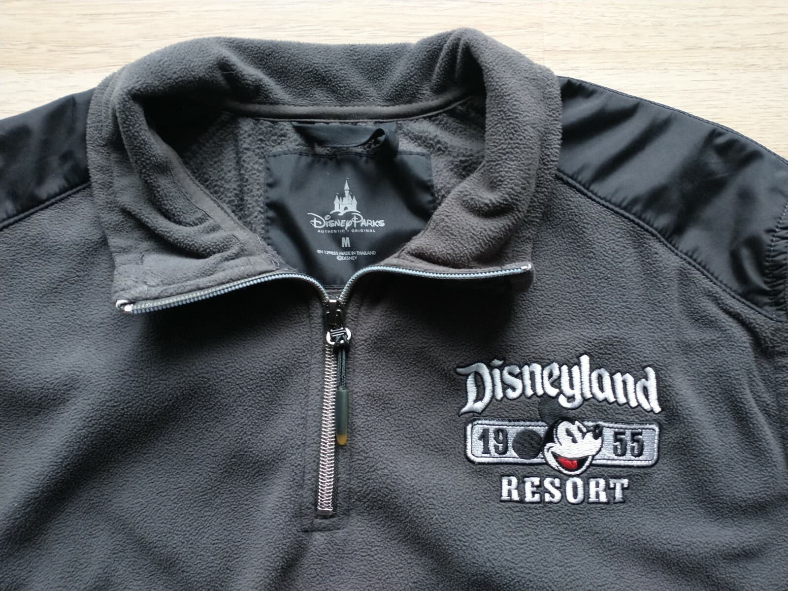 Disney Parks Resort Fleece Sweatshirt Pullover 1/4 Zip Embroidered Gray Men Sz.M - Thumbnail 2