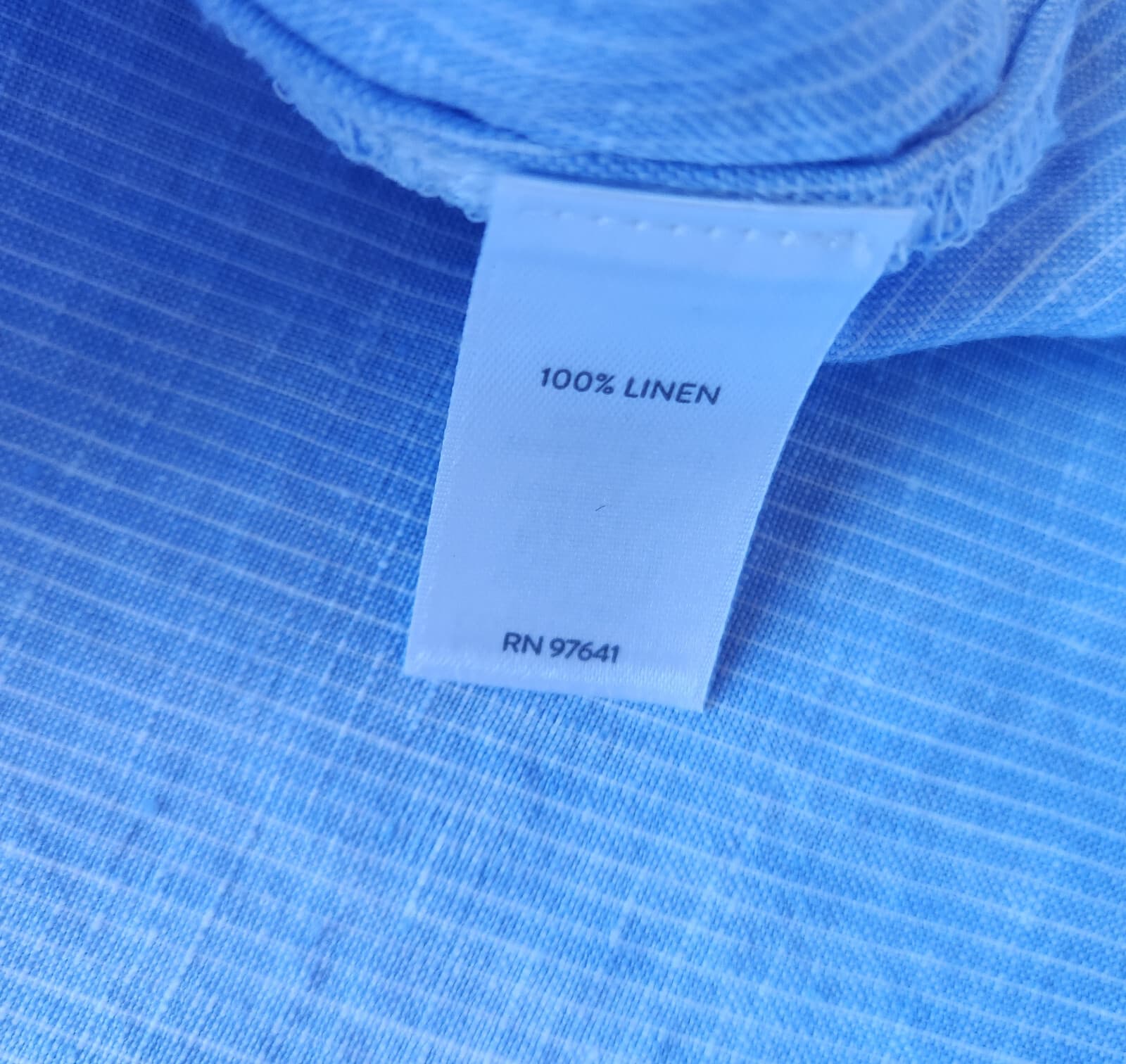 J.Jill Love Linen Popover Shirtdress Long Sleeve Pocket Pin-Strip Blue Women's L - Thumbnail 12