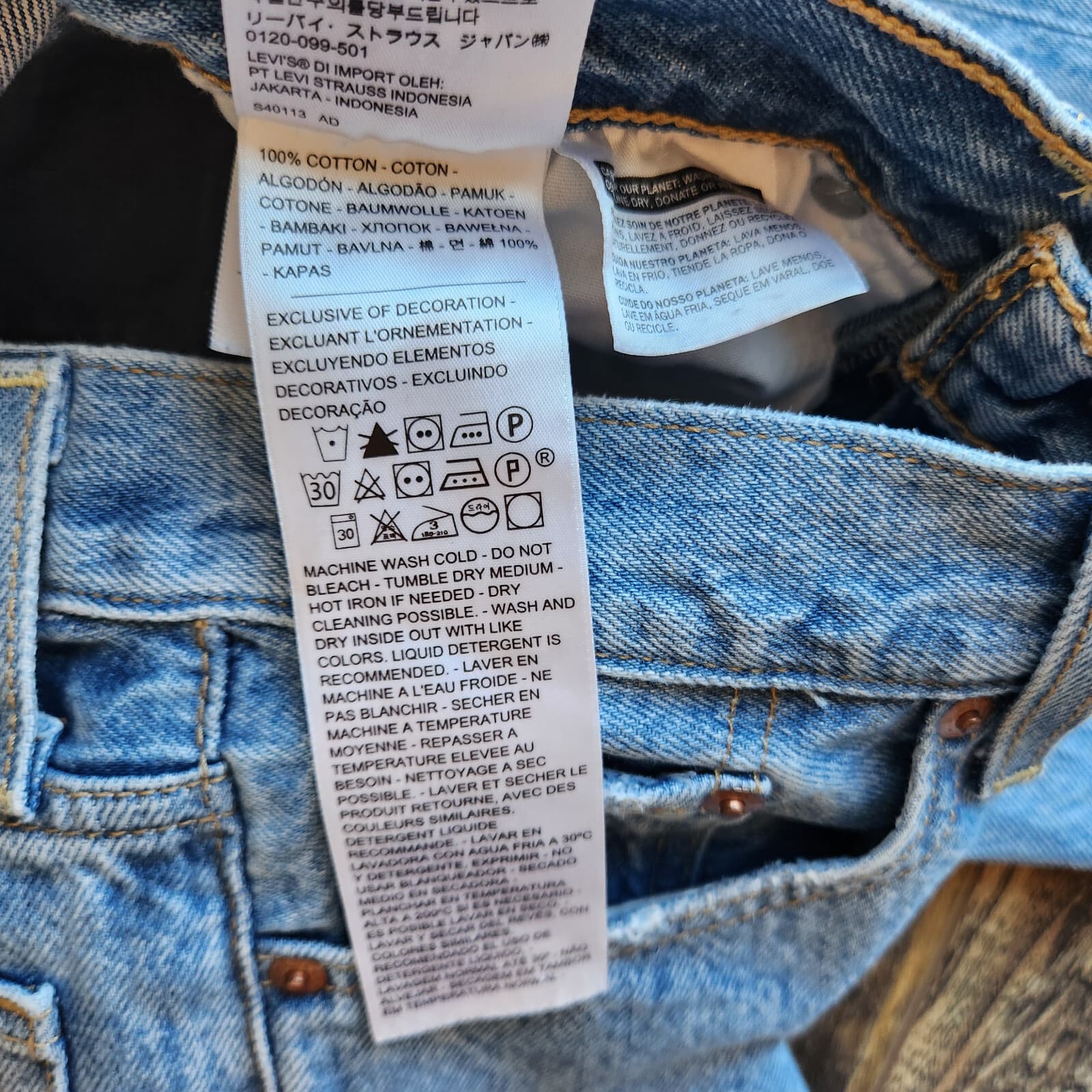 Levi's Premium Big E Wedgie Straight Jeans Button-Fly Cotton Blue Women's 24x26 - Thumbnail 9