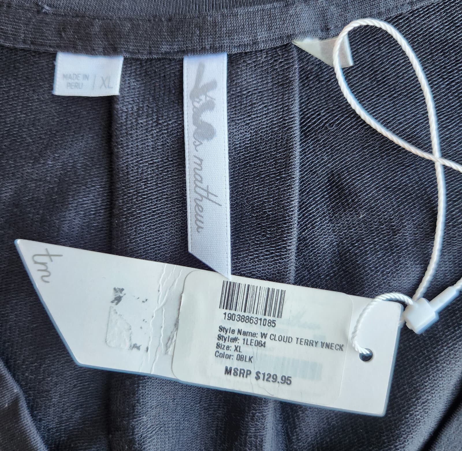 NWT Travis Mathew Women's XL Cloud Terry V-Neck Top Long Sleeve Tencel Black - Thumbnail 10