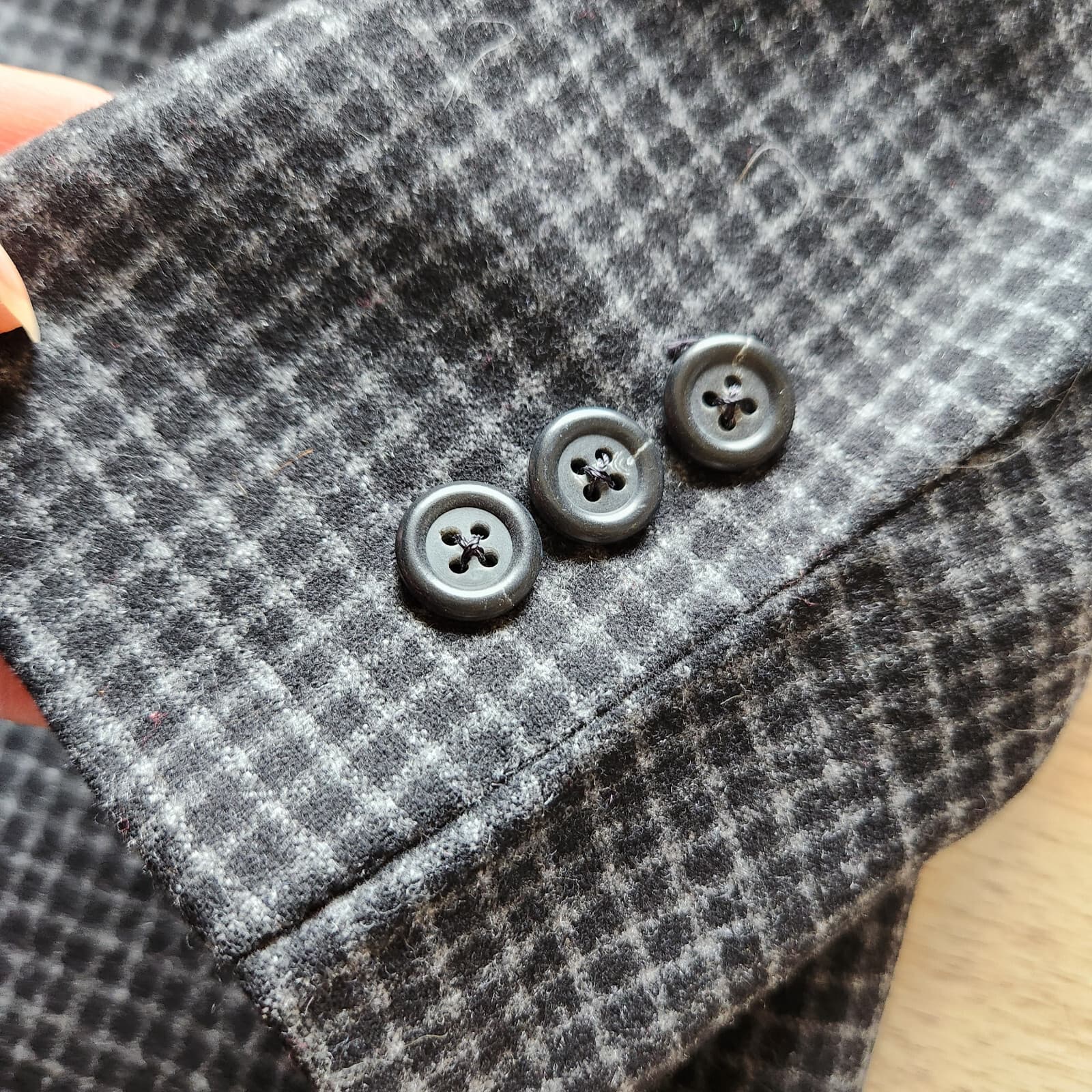 J.Crew Made in Italy Wool Check Blazer 3-Botton Lined Pocket Black Grey Women 2 - Thumbnail 9