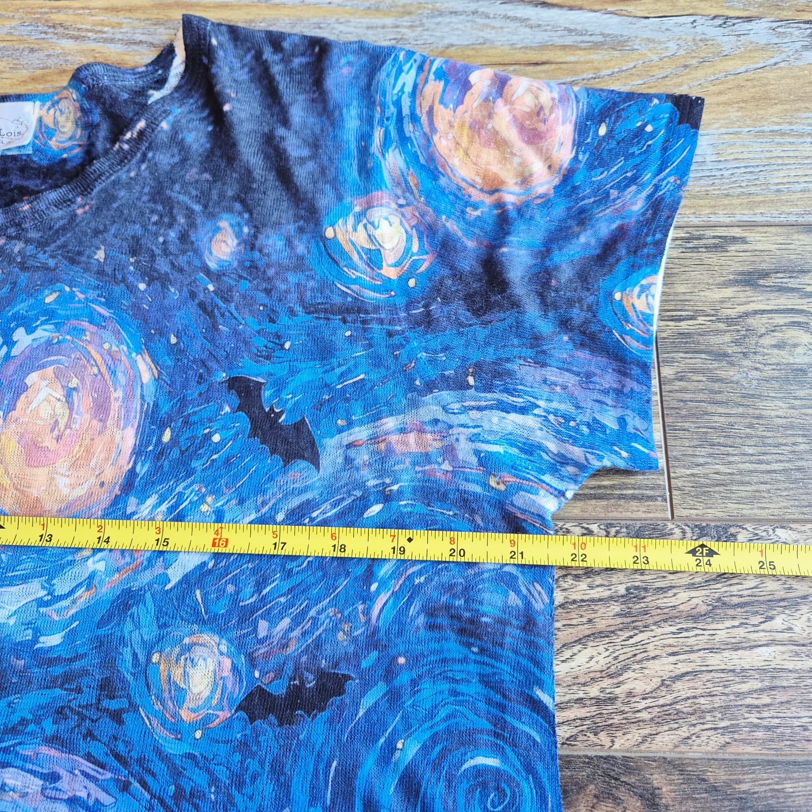 Et' Lois Black Cat Jack-o' Lanterns Van Gogh Starry Night Maxi T-Shirt Dress XL - Thumbnail 10