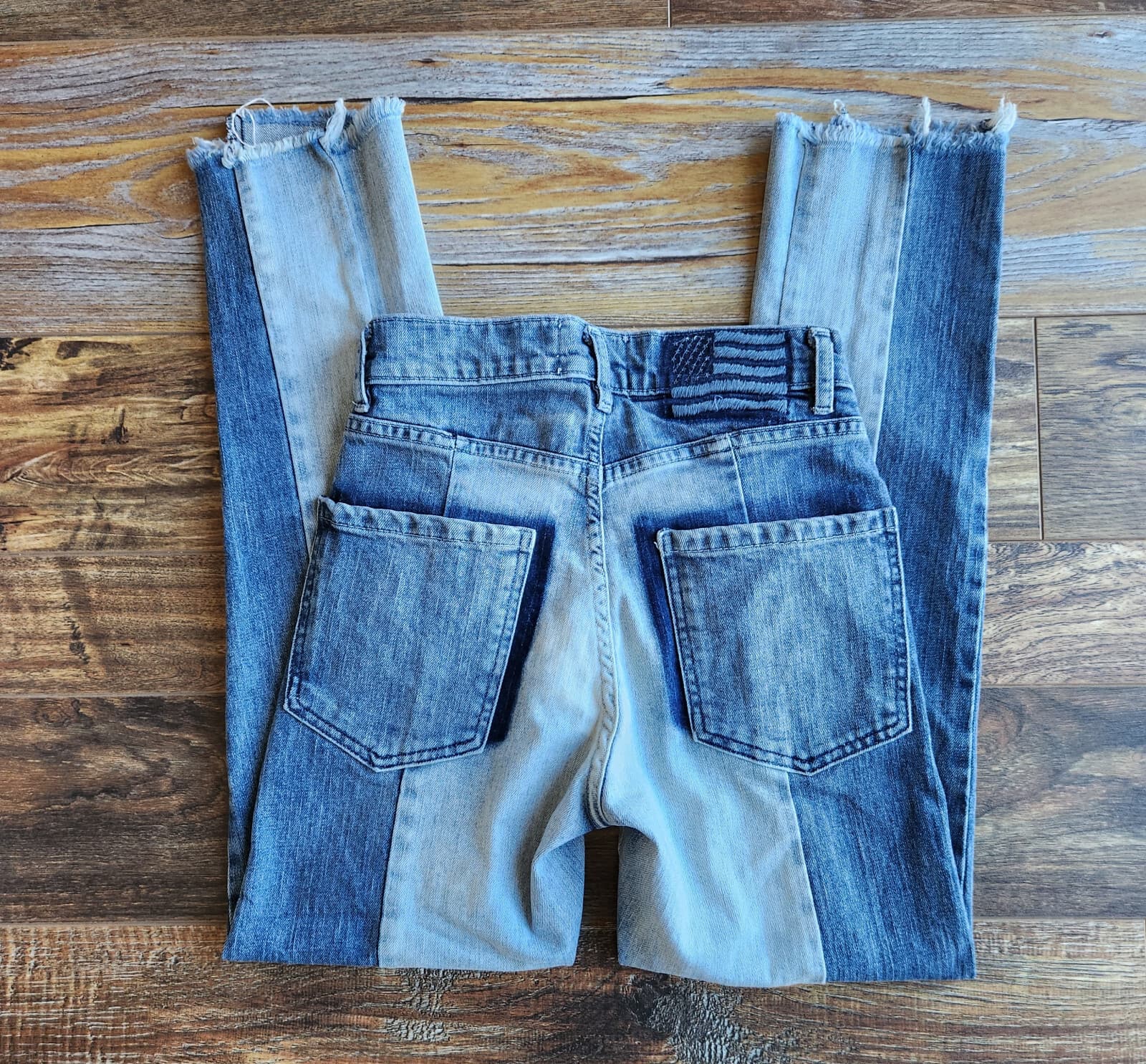 Revice American Made Denim Lolita Two Tone Skinny Jeans Frayed Hem Blue Sz.25 - Thumbnail 7